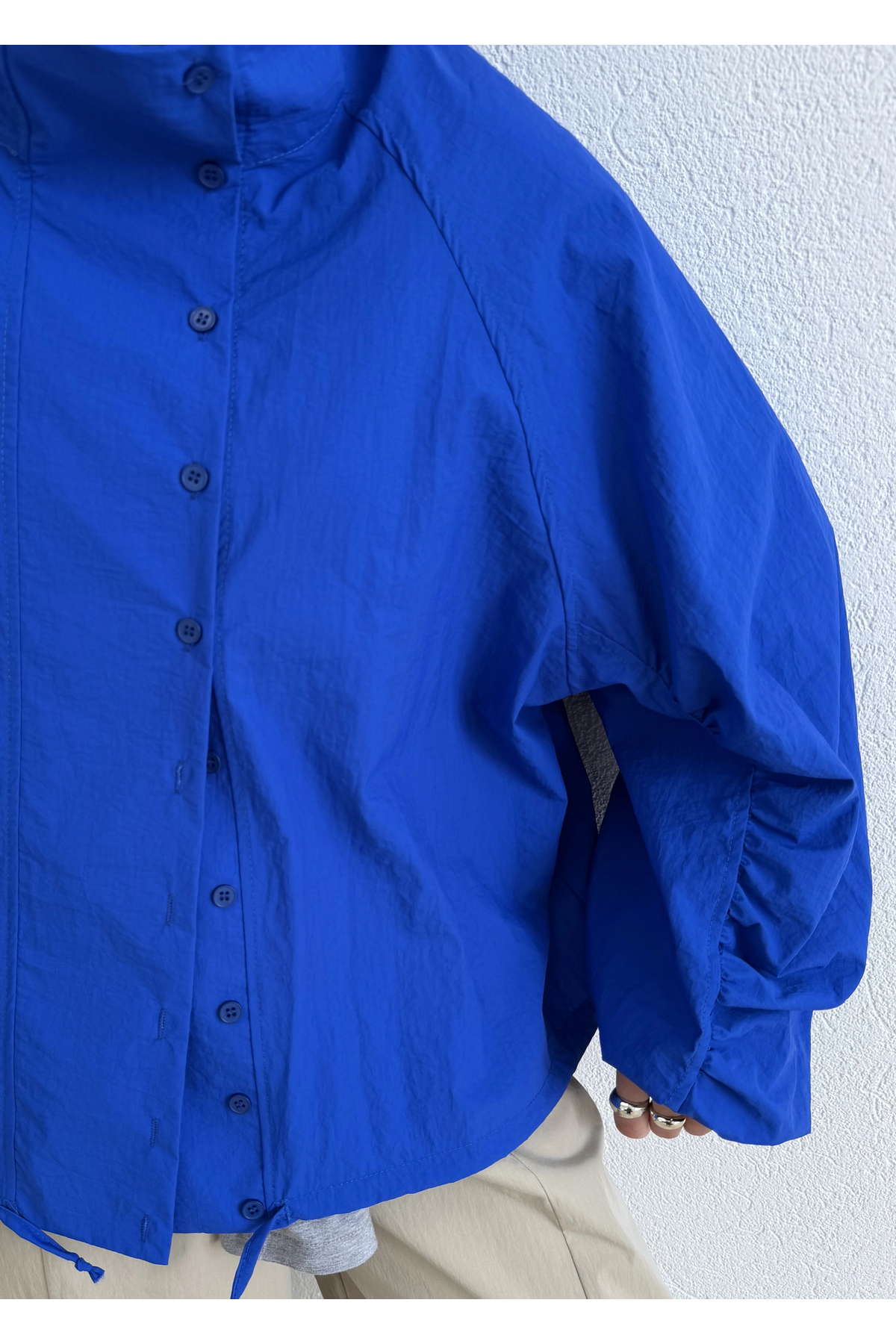 508418 FLW BOMBER GÖMLEK SAKS MAVİ — آبی P7621S1077 — تصویر 4 از 8