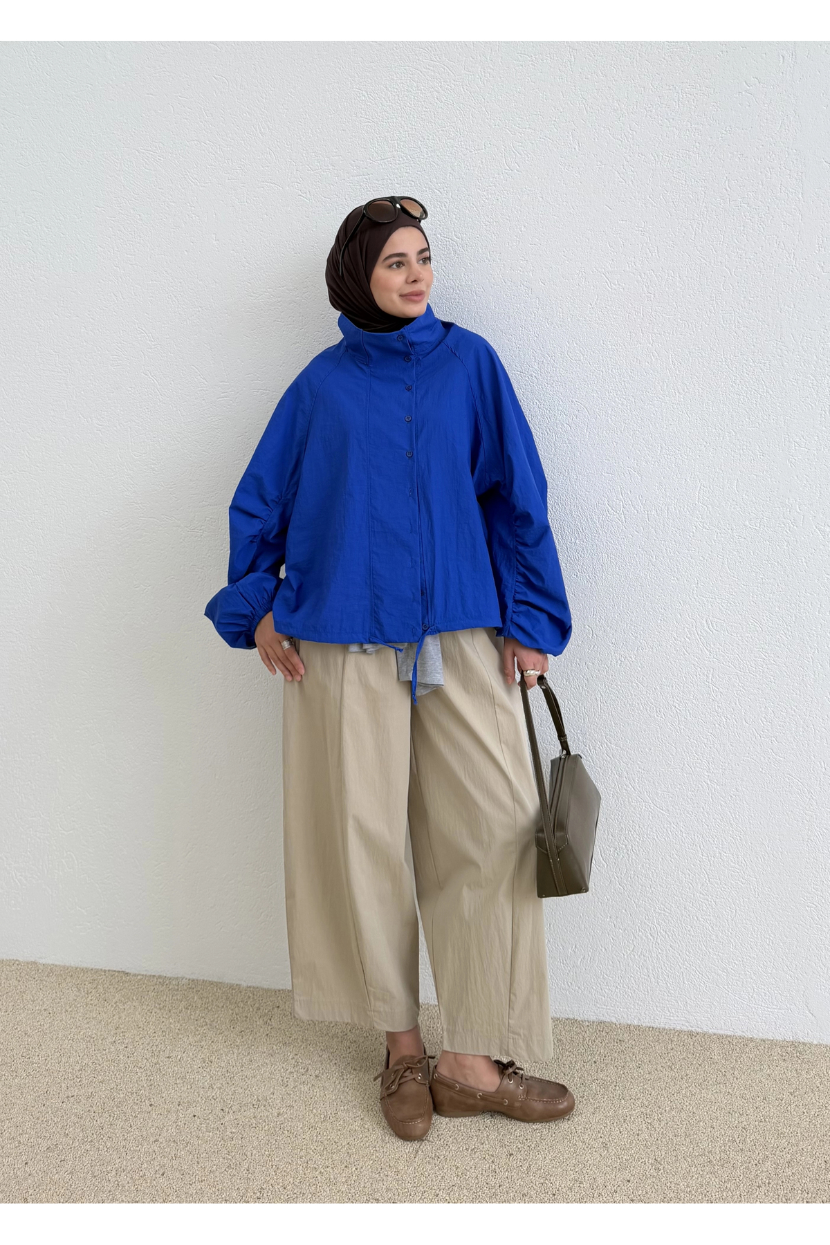 508418 FLW BOMBER GÖMLEK SAKS MAVİ — آبی P7621S1077 — تصویر 2 از 8