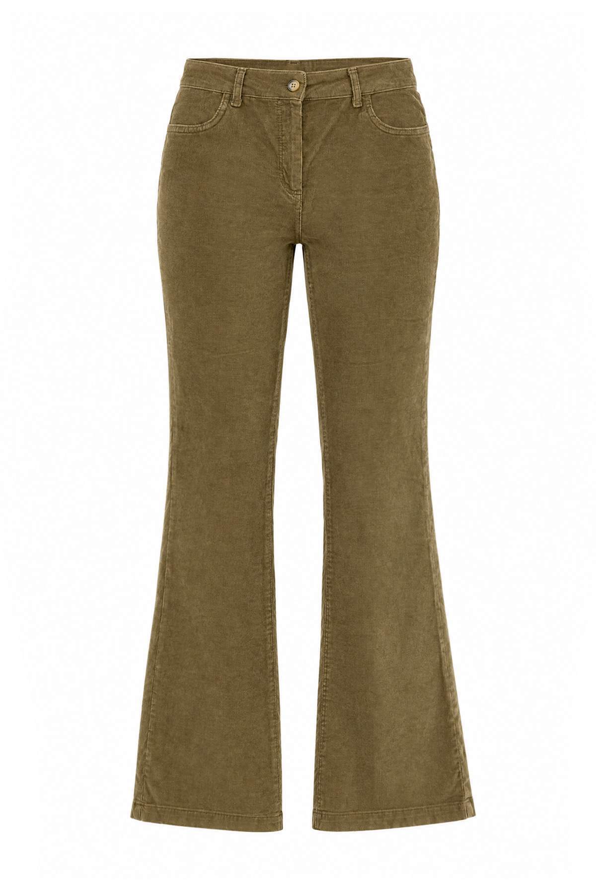 Trendyolmilla Koyu Bej Flare Kadife Pantolon TWOAW27PL00085