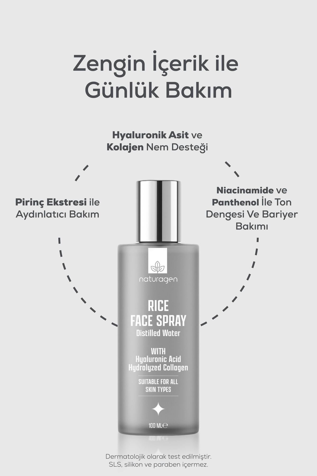 Pirinç Özlü Yüz Spreyi 100 ml | Aydınlatıcı, Ton Eşitleyici | Hyaluronik Asit, Niasinamid, Panthenol — KZMNTG0070 — تصویر 4 از 7