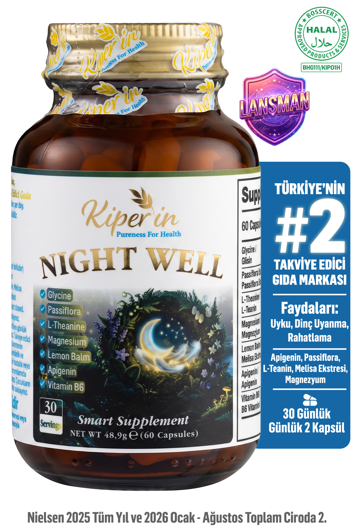 Kiperin Night Well | Derin Uyku ve Rahatlama | Apigenin, Magnezyum