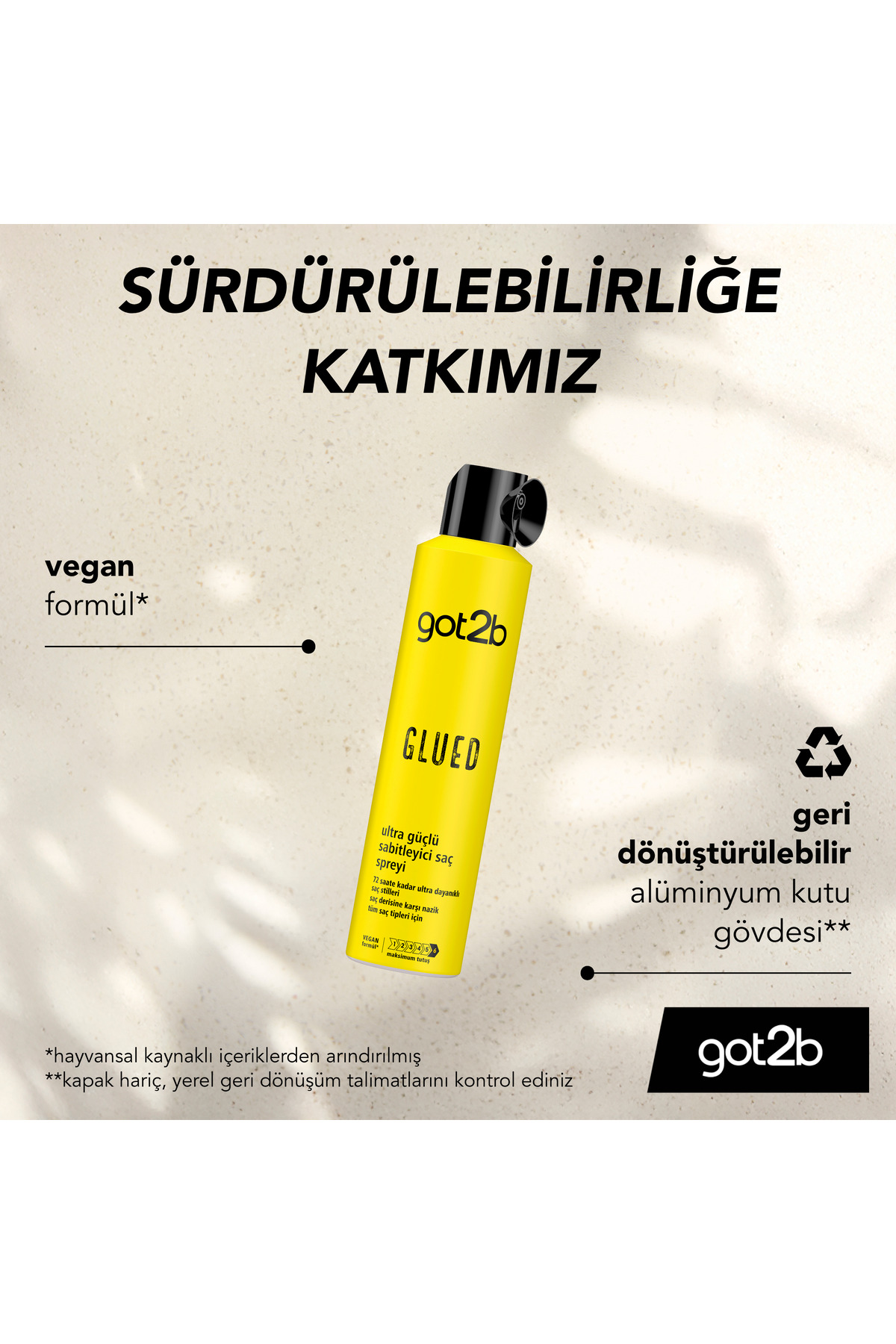 Glued Ultra Güçlü Saç Spreyi 300 ML X2 Adet + 1 Adet Krepe Tarak Hediyeli — HNKGTBGLDSET1 — تصویر 2 از 5