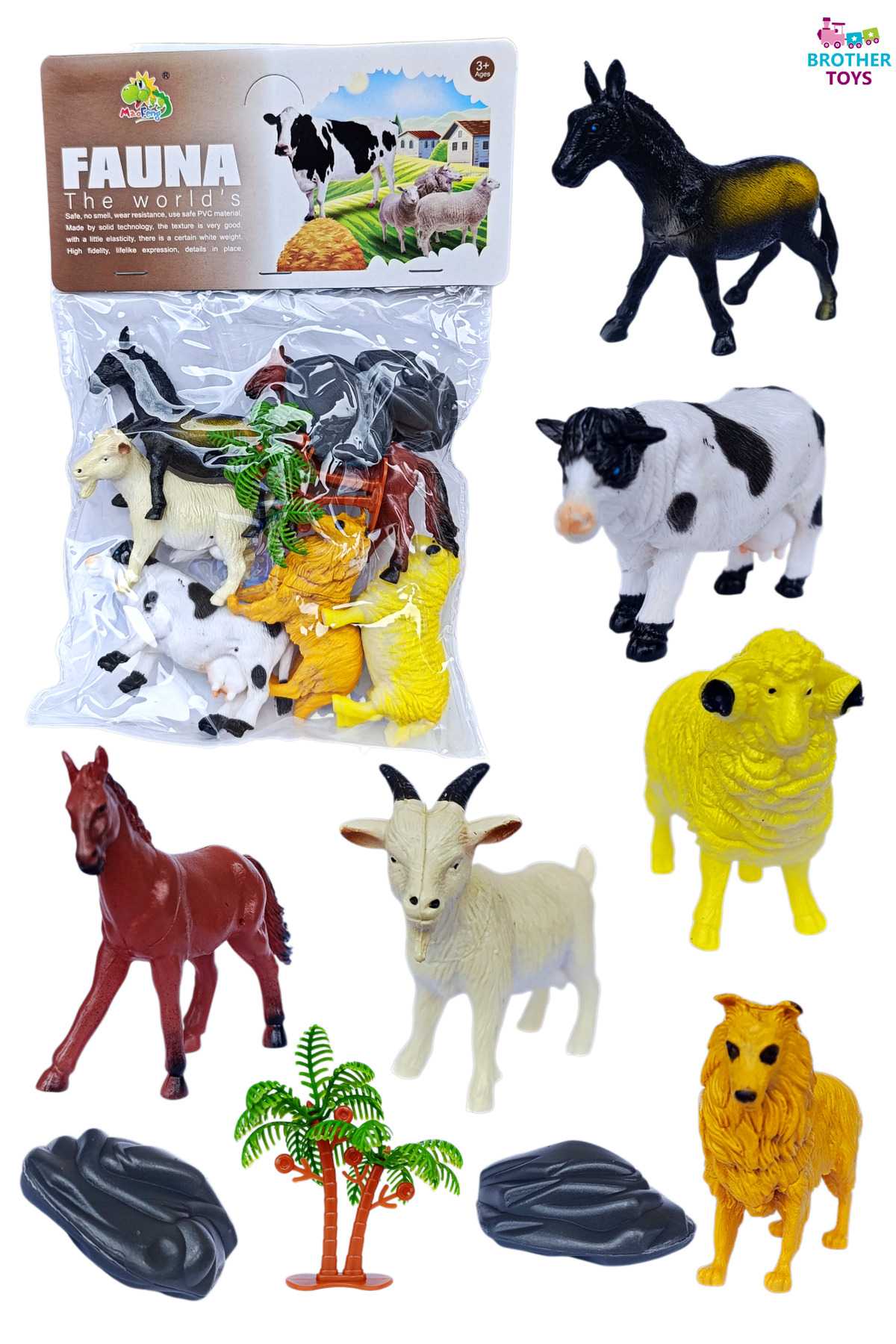 Brother Toys 6'lı Çiftlik Hayvanları Keçi Koyun İnek Köpek At