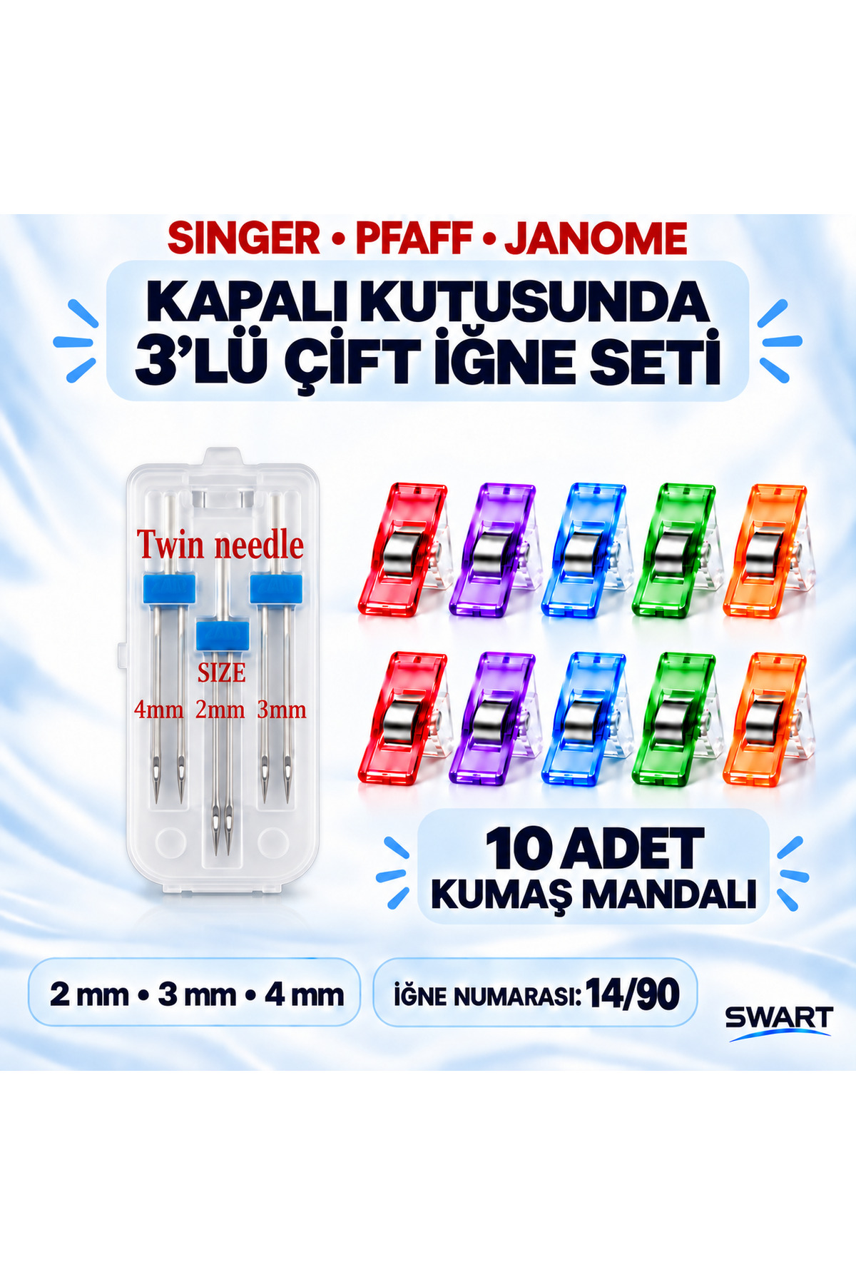 志穂 CD ２枚セット Swart Singer Zetina Pfaff janome Singer Çift iğne seti 2mm-3mm-4mm