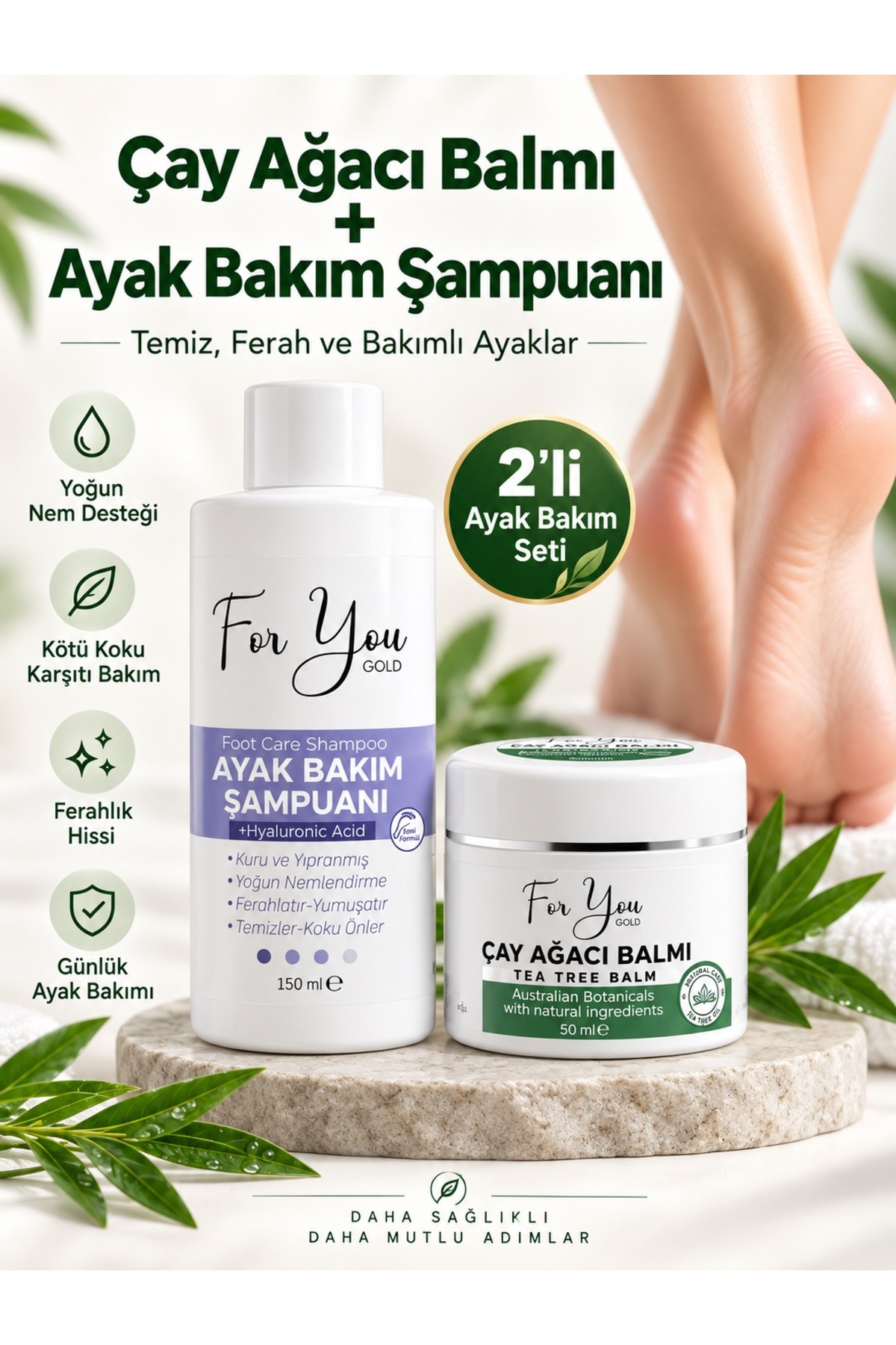 For You Gold Ayak Bakım Şampuanı + Çay Ağacı Balmı (tırnak Mantarı-koku-kaşıntı Giderici) — AY.01
