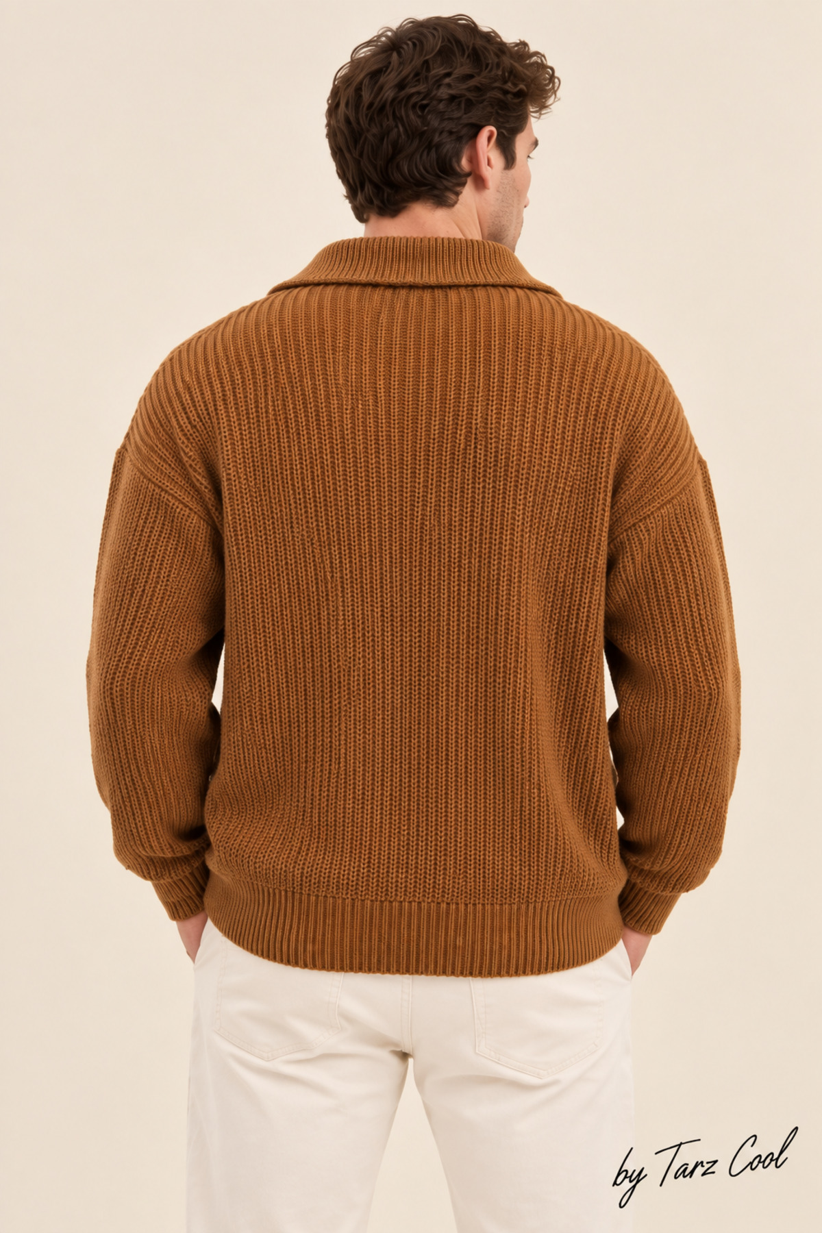 Erkek Hardal Düğme Detaylı Regular Fit Hırka — نارنجی HRK19188 — تصویر 3 از 3