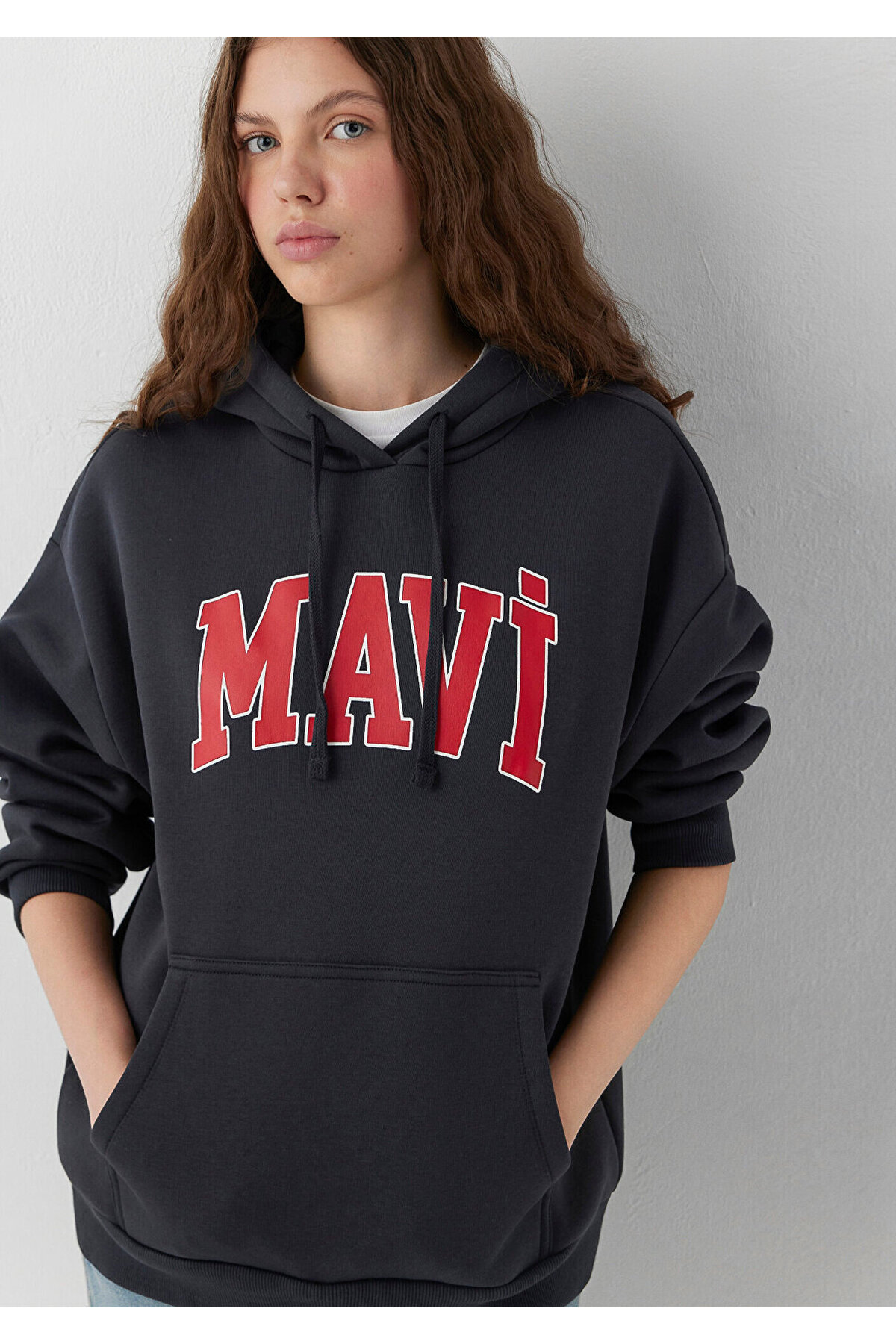 Logo Baskılı Kapüşonlu Antrasit Sweatshirt 1600361-70499
