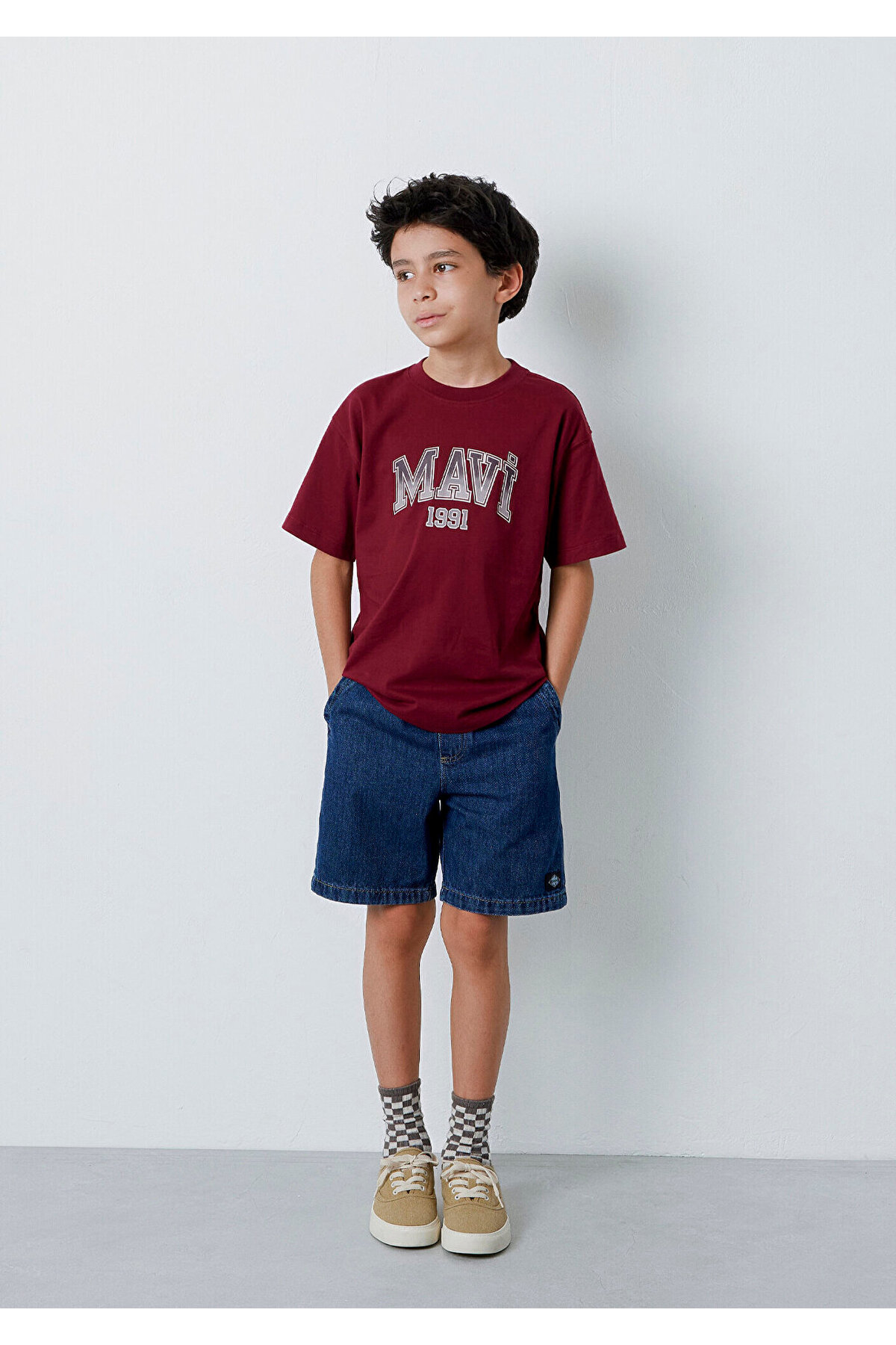 Logo Baskılı Bordo Tişört Loose Fit / Bol Rahat Kesim 6610516-70394