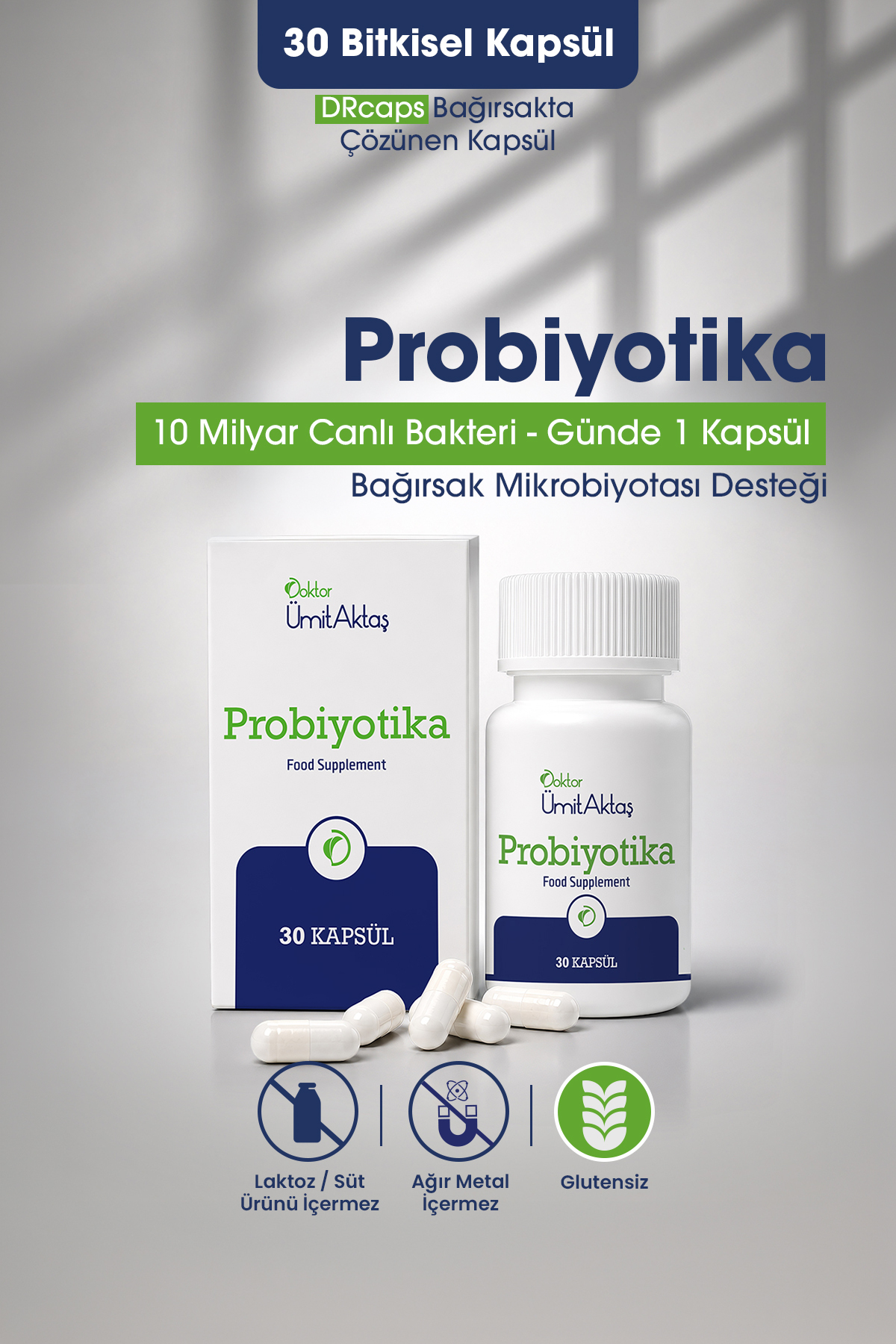 Dr. Ümit Aktaş Probiyotika - 30 Enterik Kapsül - Gıda Takviyesi