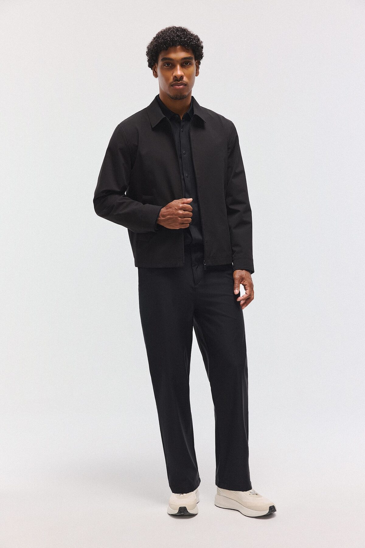 Su İtici Slim Fit Fermuarlı Gömlek Yaka Mont H1884AX26AU — مشکی — تصویر 2 از 5