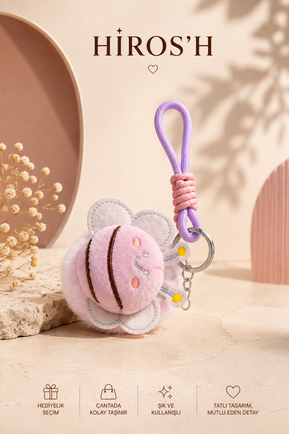 HİROS'H Peluş Dokulu Mini Cep Aynası - Fiyatı, Yorumları