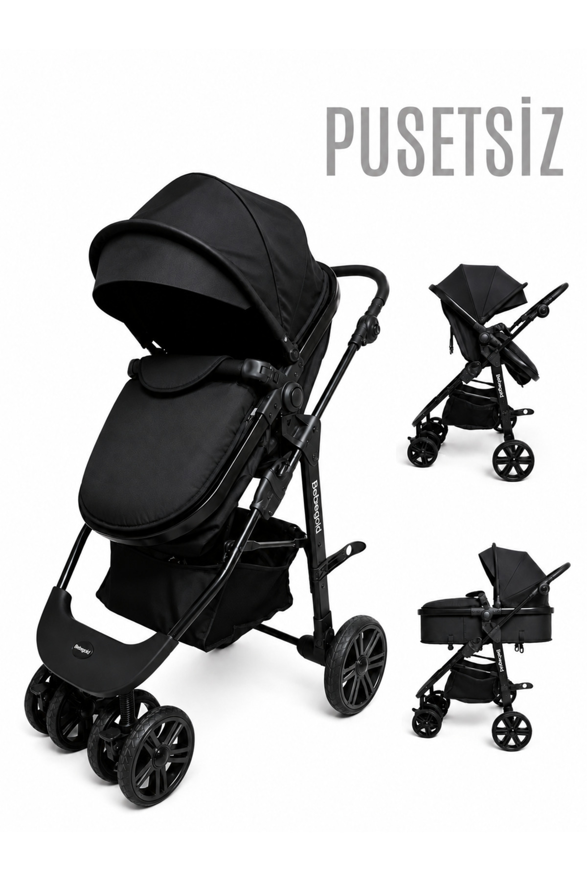 BEBEGOLD Classic Black Travel Sistem, Çift Yönlü, ( Seyahat Sistem ) Bebek Arabası Pusetsiz