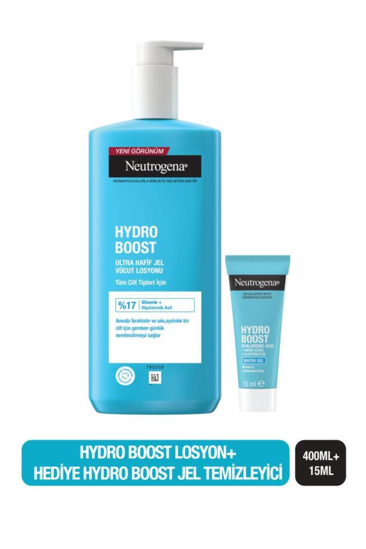 Neutrogena Hydro Boost Jel Vücut Losyonu 400 ml &  Neutrogena Hydro Boost Jel Temizleyici 15 ML — 349SPF254