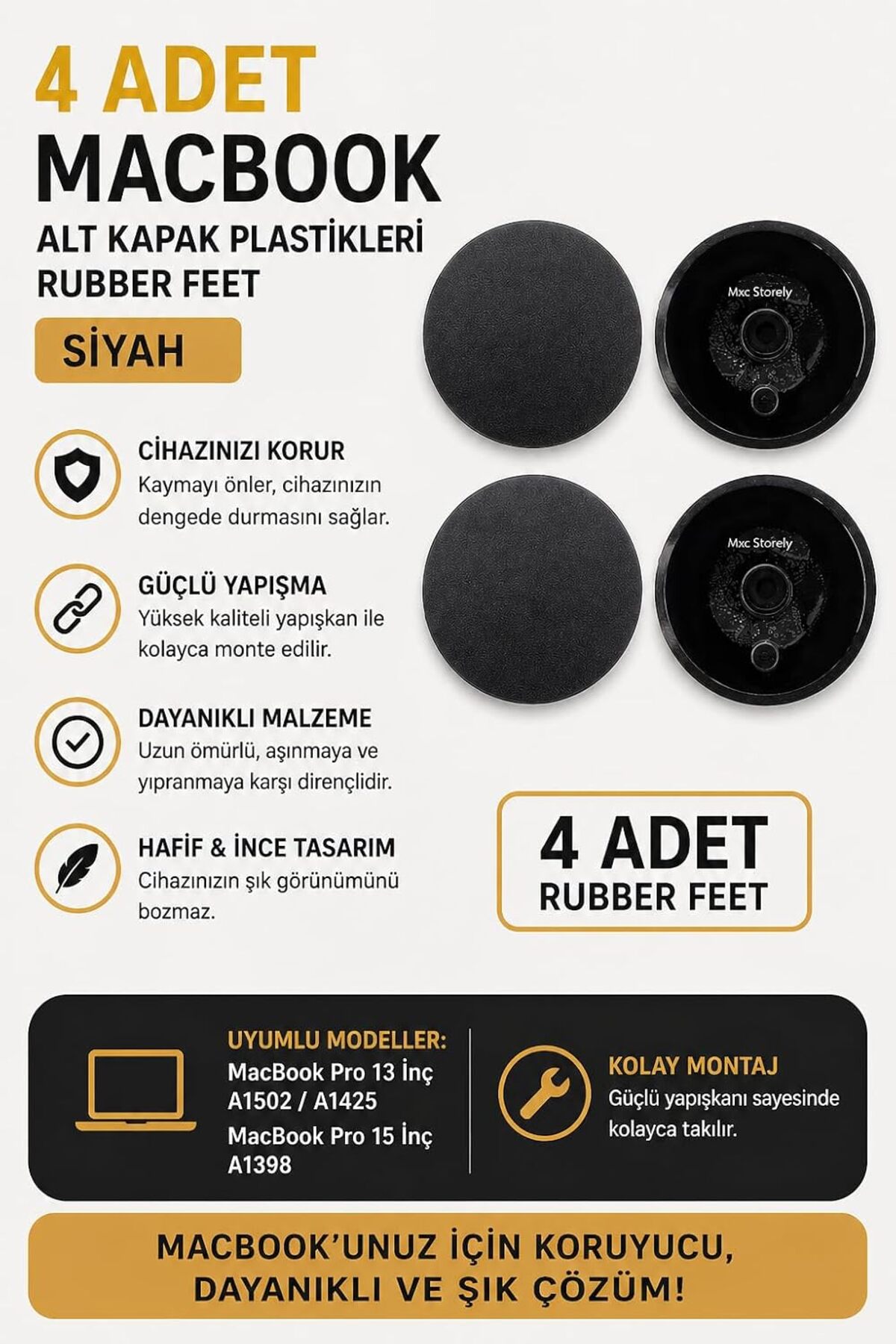 Soft Tr MacBook Pro A1425 A1502 A1398 uyumlu alt kapak rubber feet 4 adet kauçuk ayak seti kaydırmaz yüzey k Dizüstü Bilgisayar
