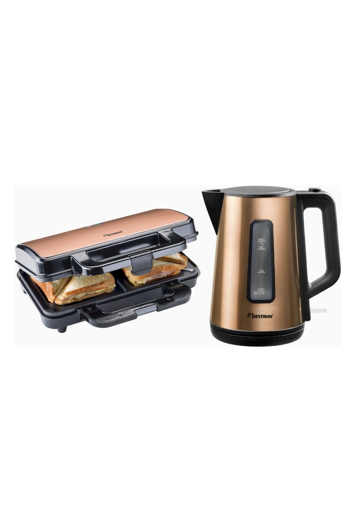 bestron Copper Koleksiyonu Tost Makinesi ve Su Isıtıcı Kettle Seti