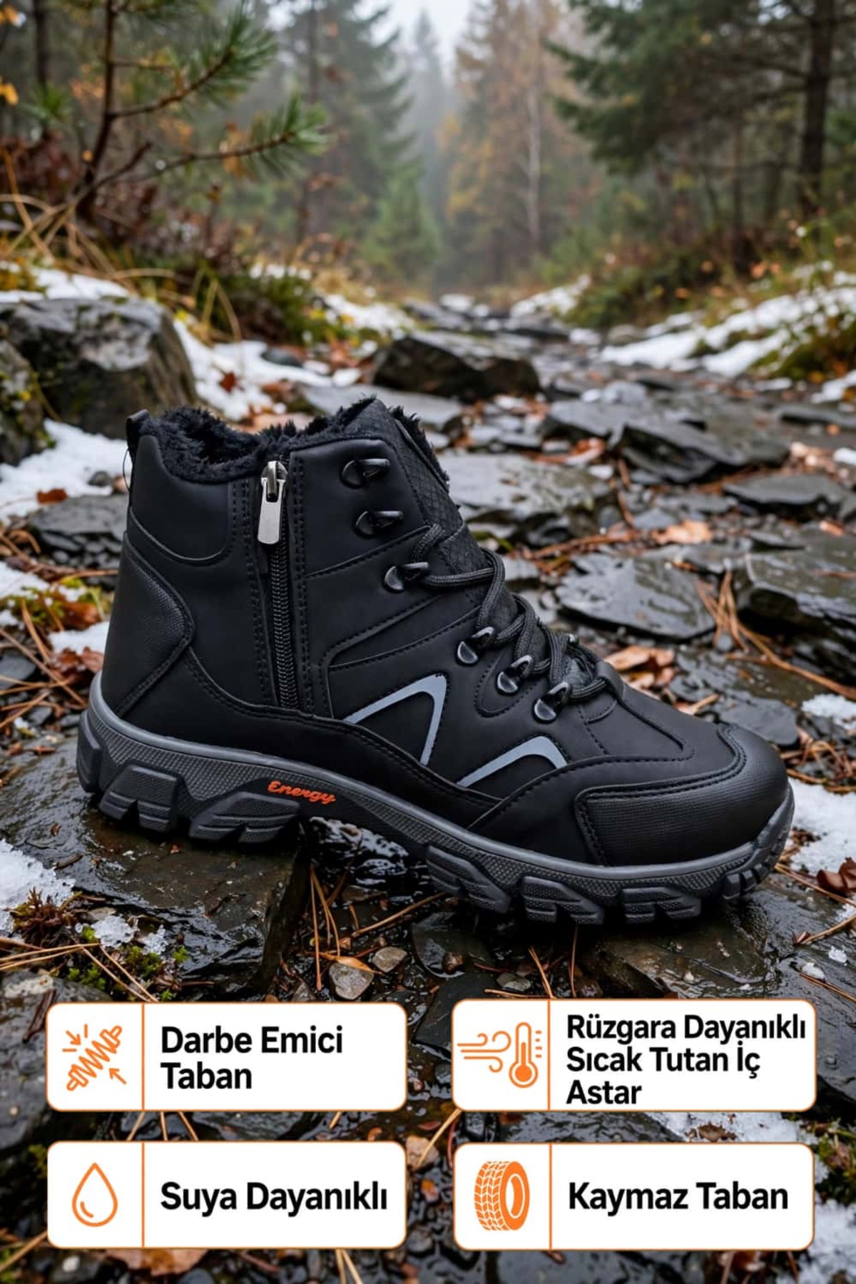 Tomato Bags ZENO WOLF UZUN Erkek Yan Fermuarlı İçi Kürklü Suya Dayanıklı Trekking Outdoor Bot