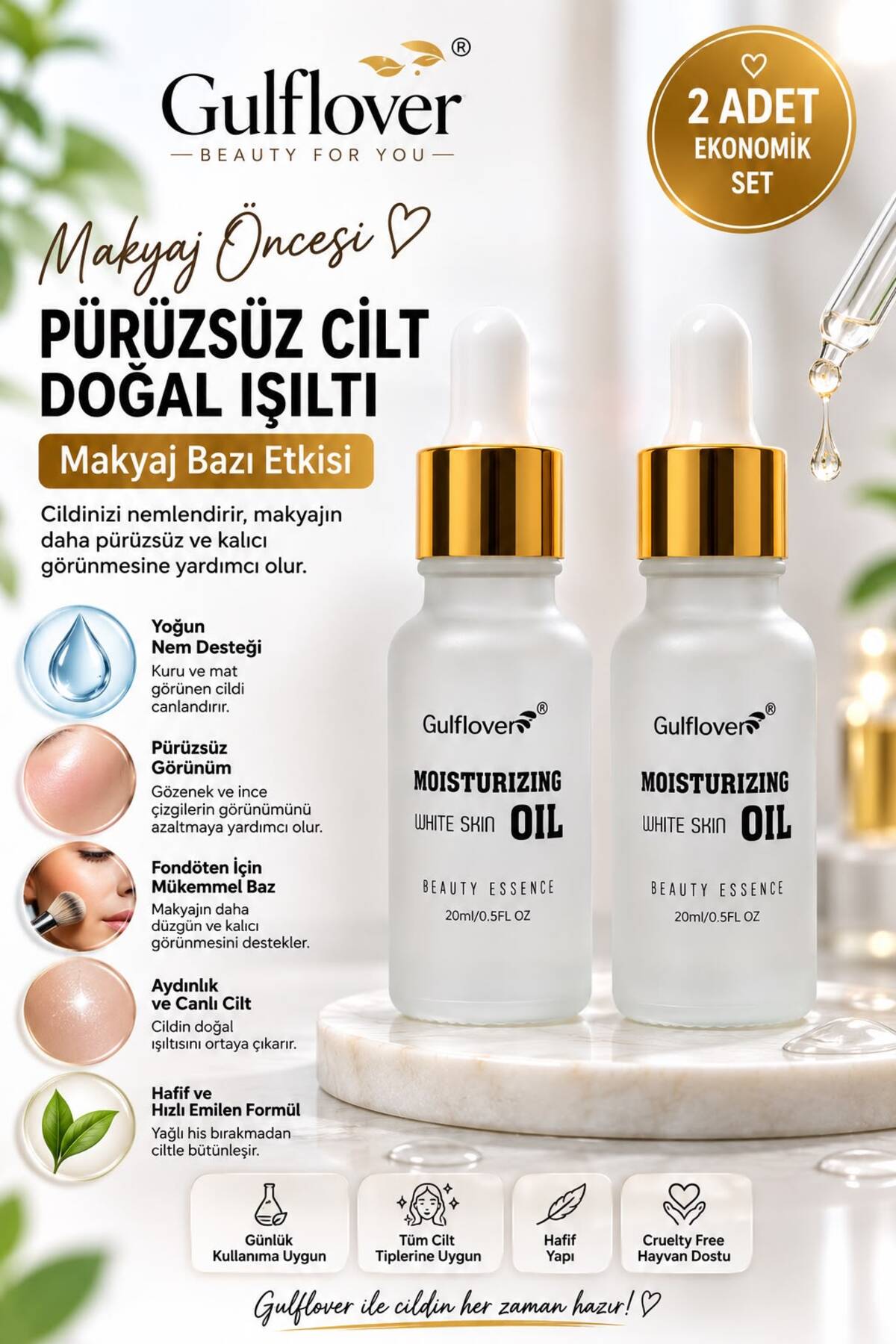Makyaj Bazı 2'Li Set — سفید make up base 2 pcs — تصویر 2 از 2