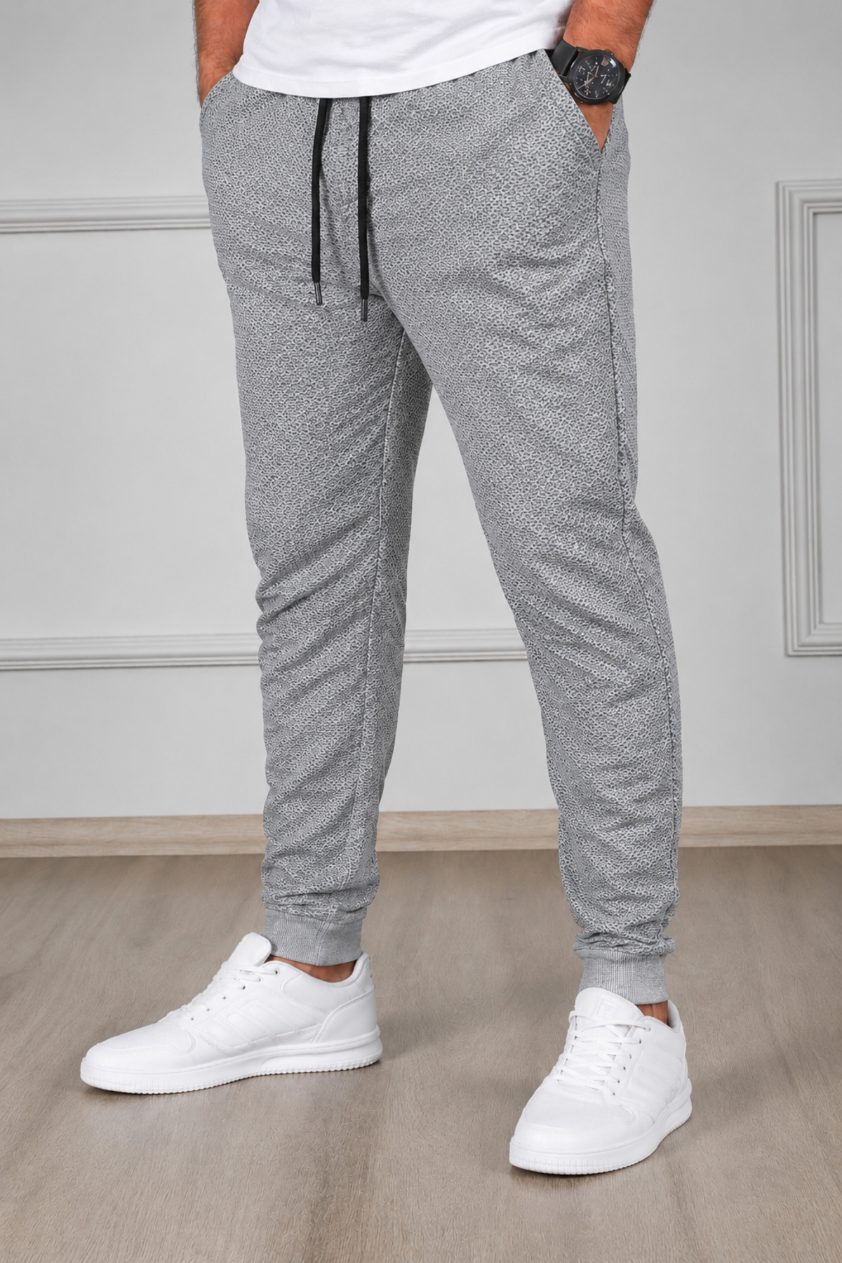 SURMARİ Unisex Yağmur Desen Regular Fit Paça Ribanalı Siyah, Gri, Lacivert, Renk Eşofman Altı, Spor Eşofman Altı
