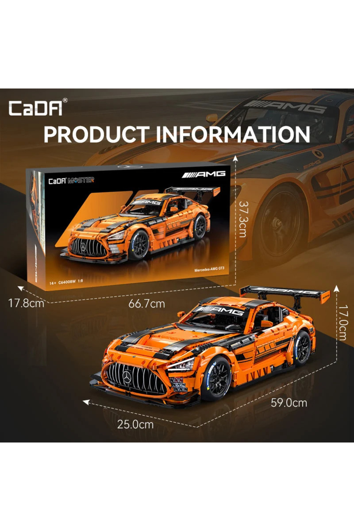 cada Master 1:8 Mercedes-AMG GT3 C64008W 5466 Parça Premium Yarış