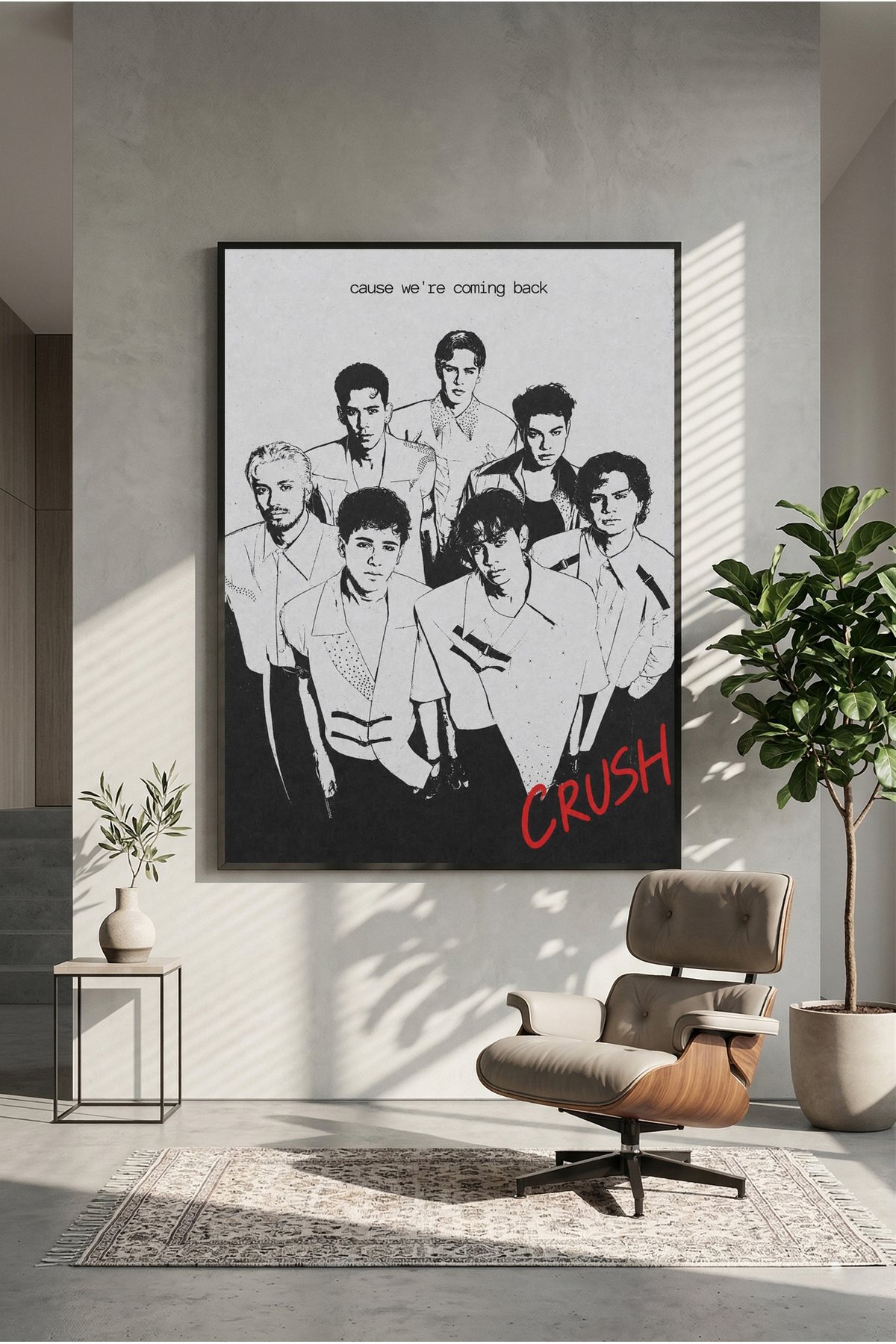 postercraft Crush Siyah Beyaz Tasarım Ahşap Tablo Poster