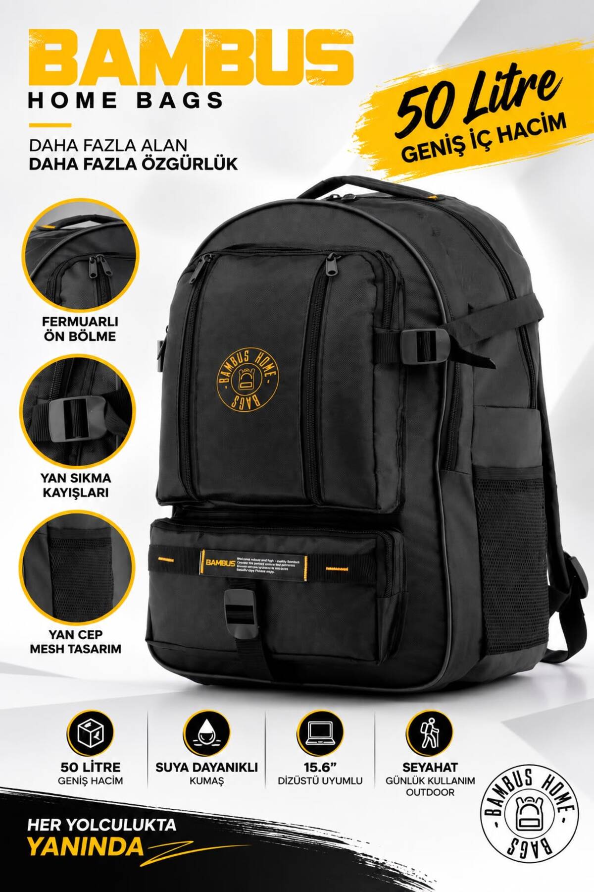 50 Litre Yarım Dağcı Sırt Çantası Outdoor Seyehat Deprem Gezi Çantası
