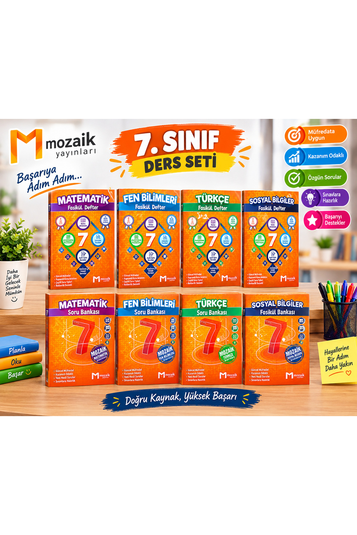 Mozaik Yayınları 7. Sınıf Matematik Fen Türkçe Sosyal Soru Bankası