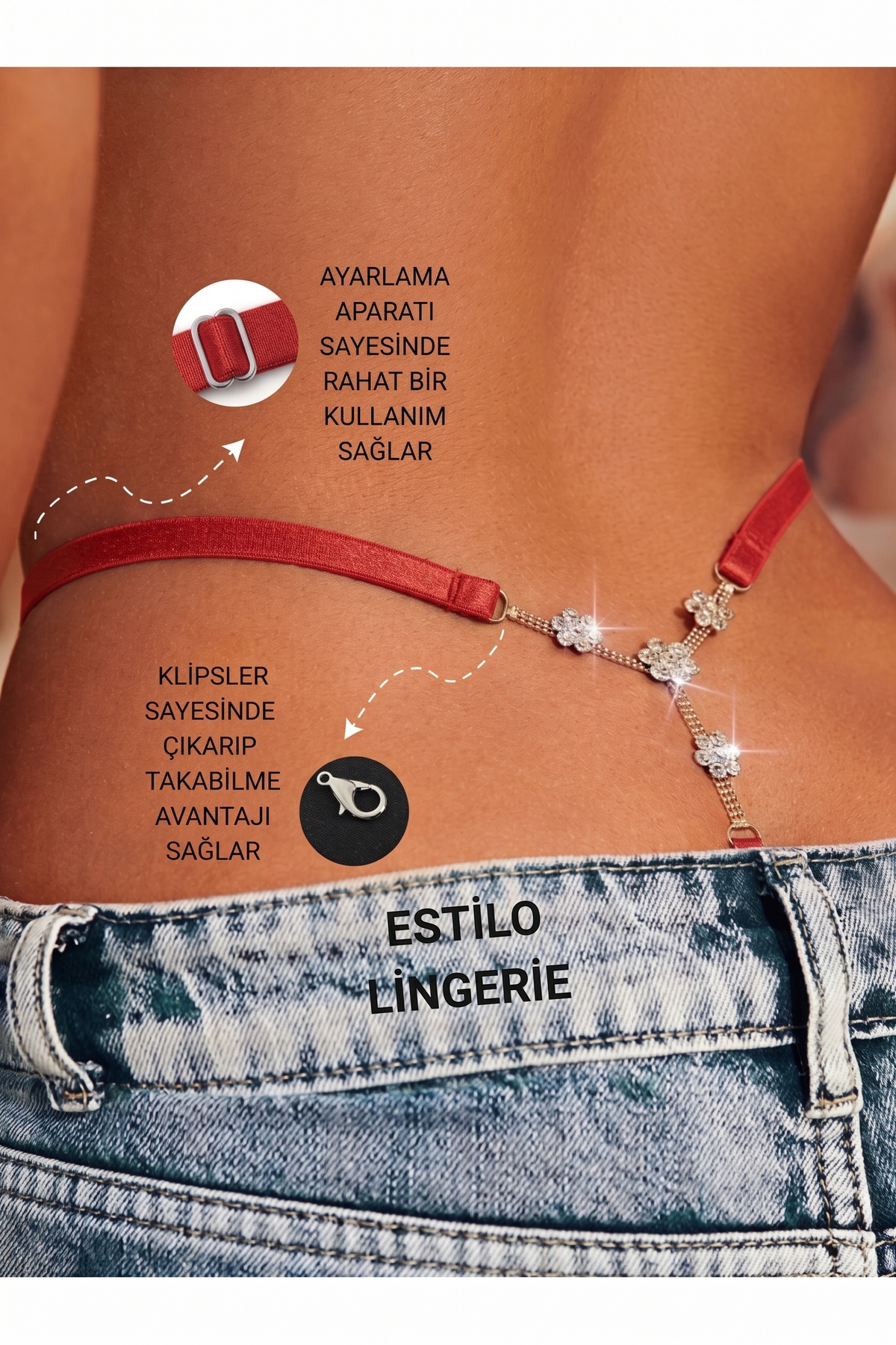 BELİ AYARLANABİLİR AKSESUARLI BRAZİLİAN KÜLOT BRAZİLİAN TANGA TAŞLI STRİNG