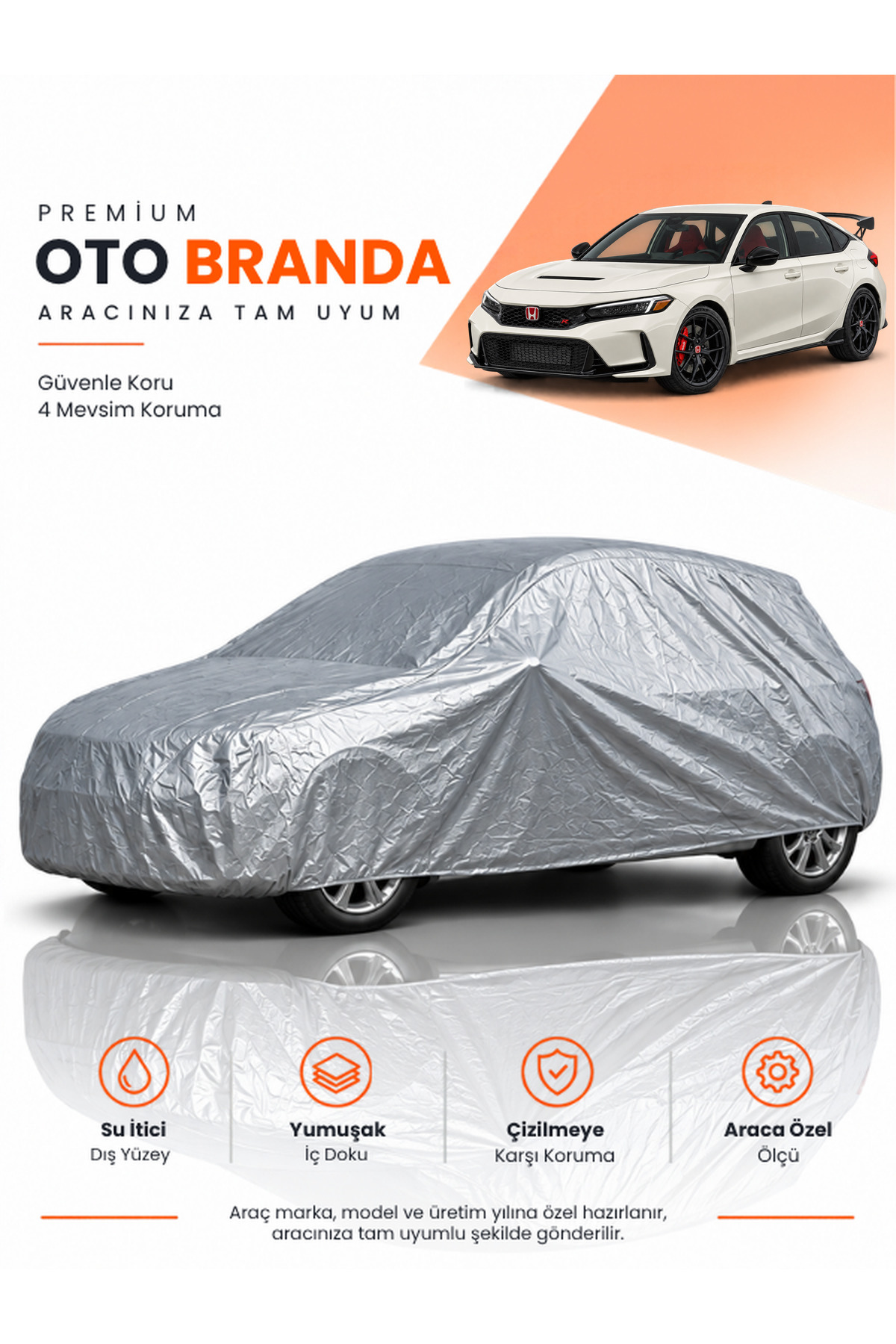 HONDA CİVİC TYPE R FL5 (2023-2026) HATCHBACK Uyumlu Araba Brandası Oto Branda Araba Örtüsü