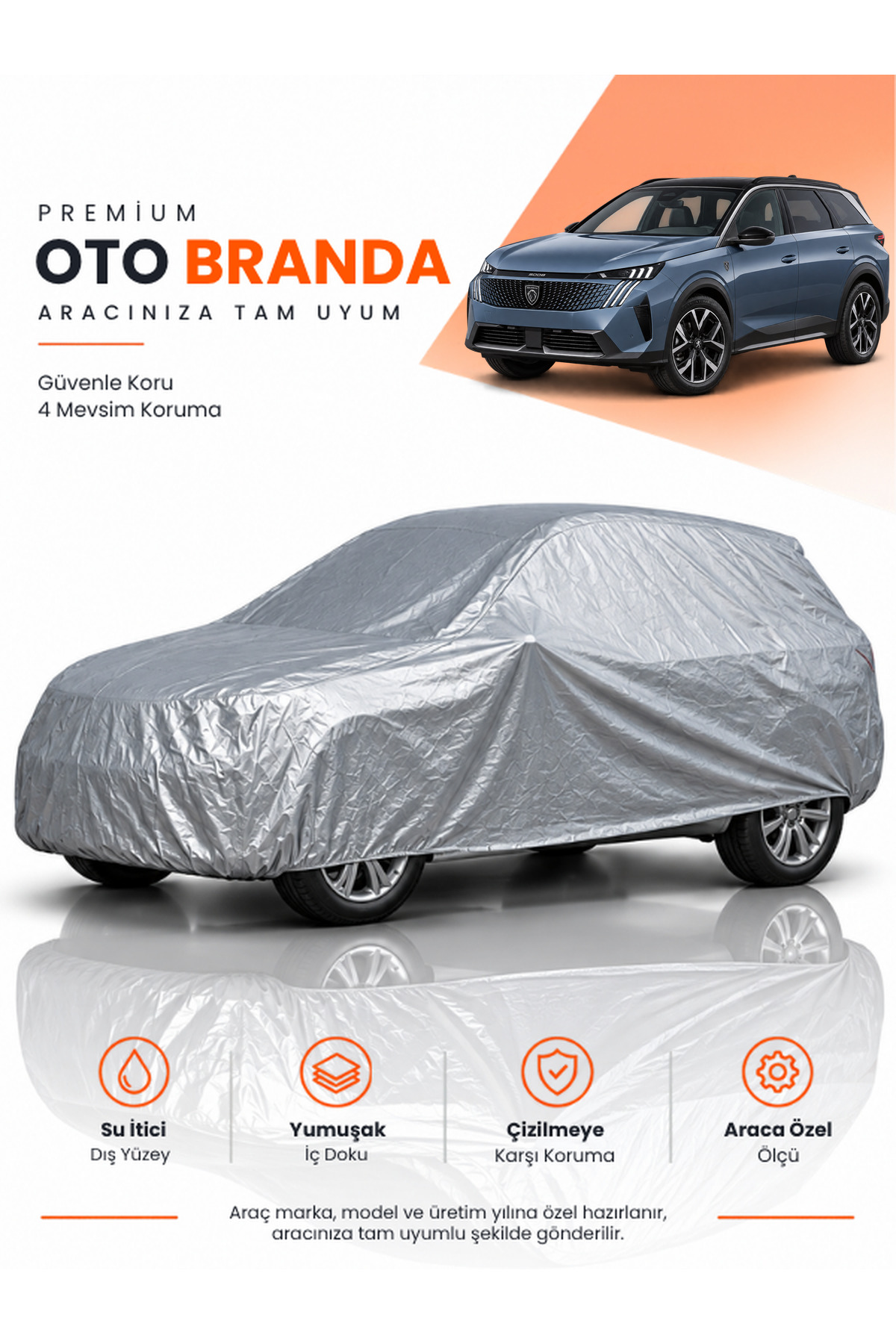 PEUGEOT 5008 3 (2024-2026) SUV Uyumlu Araba Brandası Oto Branda Araba Örtüsü Araç Çadırı