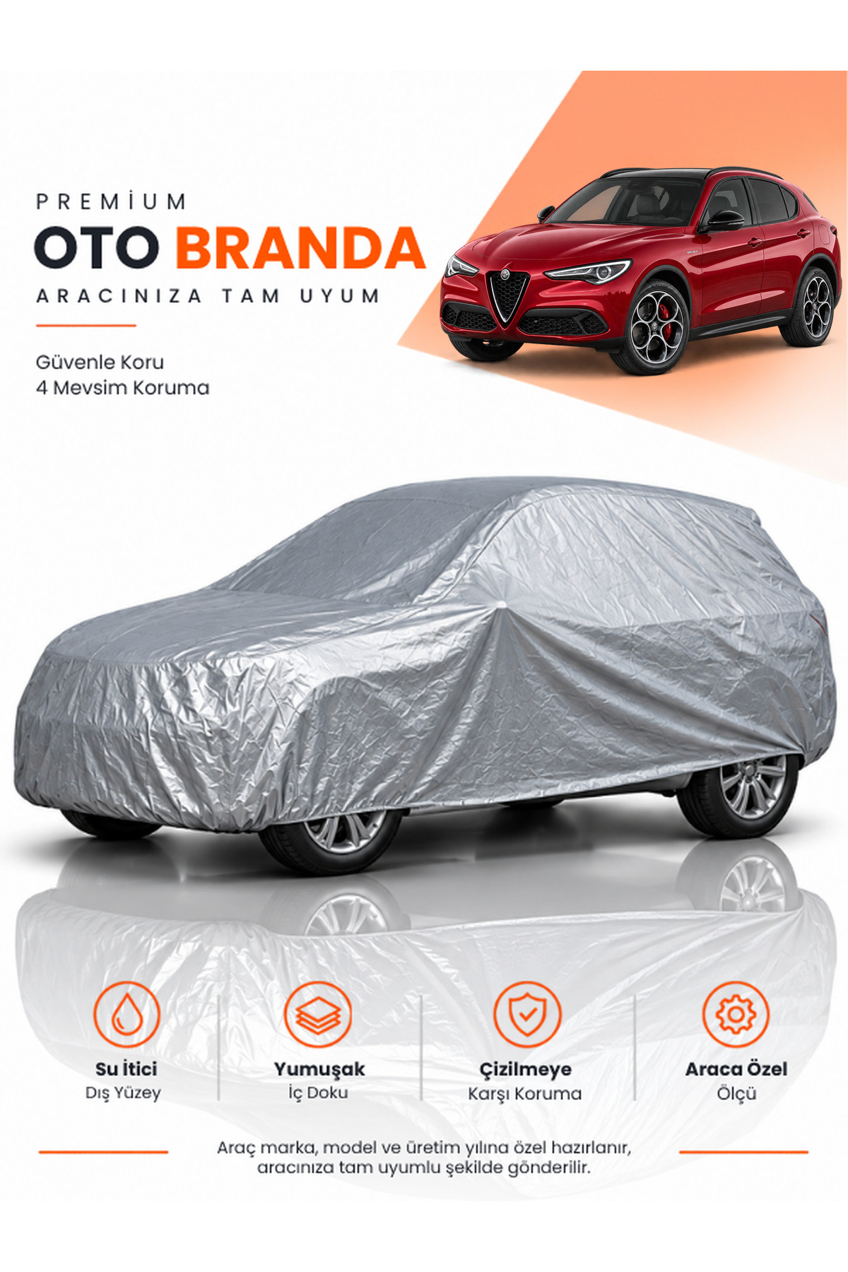 ALFA ROMEO STELVİO (2024-2025) SUV Uyumlu Araba Brandası Oto Branda Araba Örtüsü Araç Çadırı