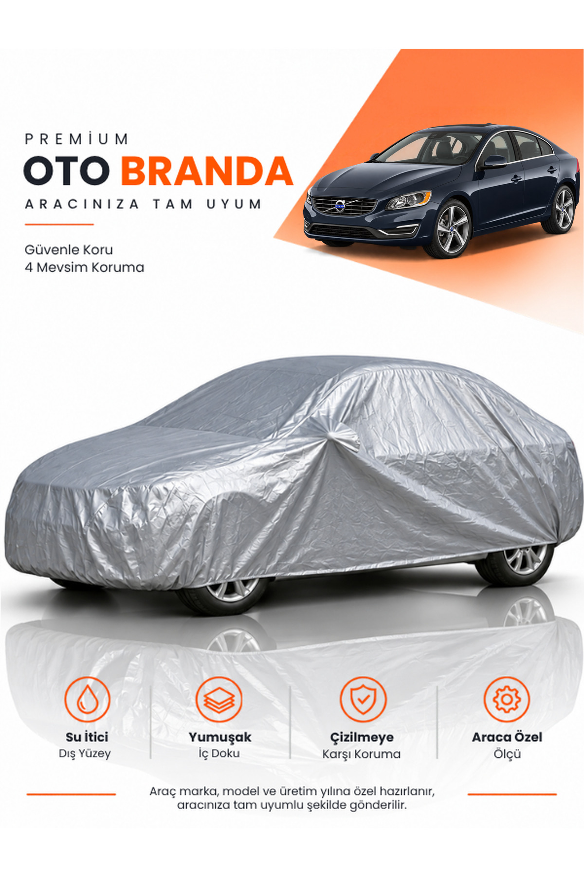 VOLVO S60 (2018-2026) SEDAN Uyumlu Araba Brandası Oto Branda Araba Örtüsü Araç Çadırı