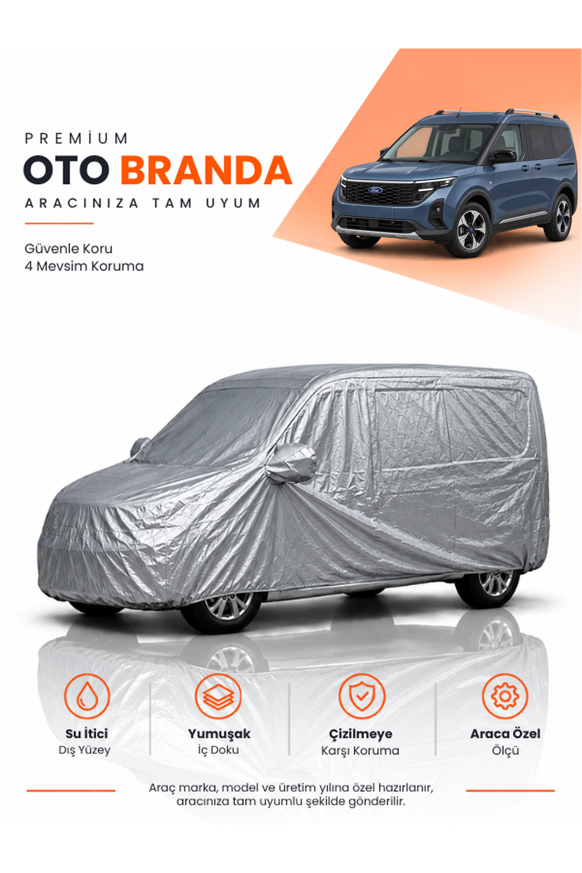 FORD TOURNEO COURİER (2023-2026) KOMBİ Uyumlu Araba Brandası Oto Branda Araba Örtüsü Araç Çadırı