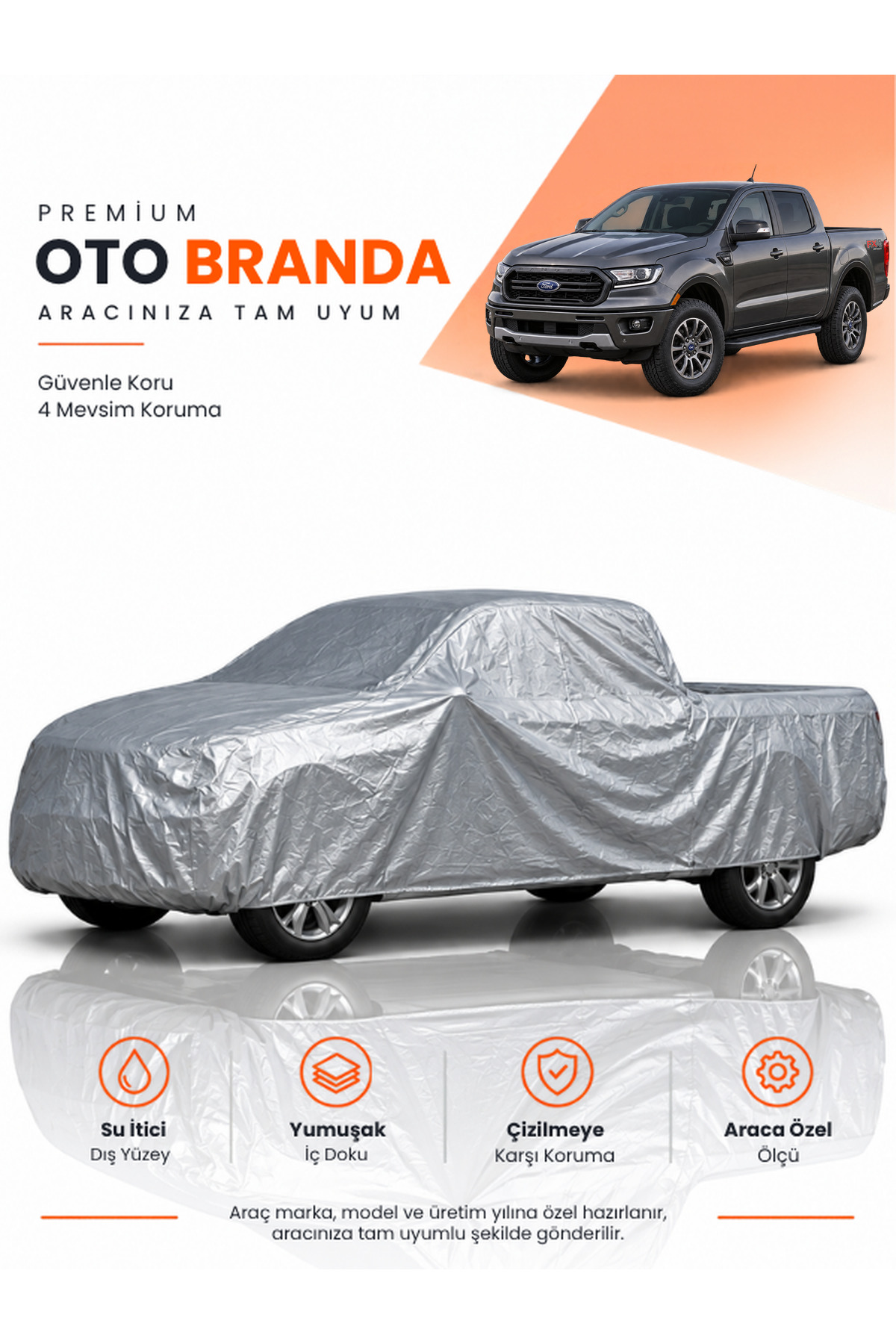 FORD RANGER T6.2 (2020-2022) PICKUP Uyumlu Araba Brandası Oto Branda Araba Örtüsü Araç Çadırı
