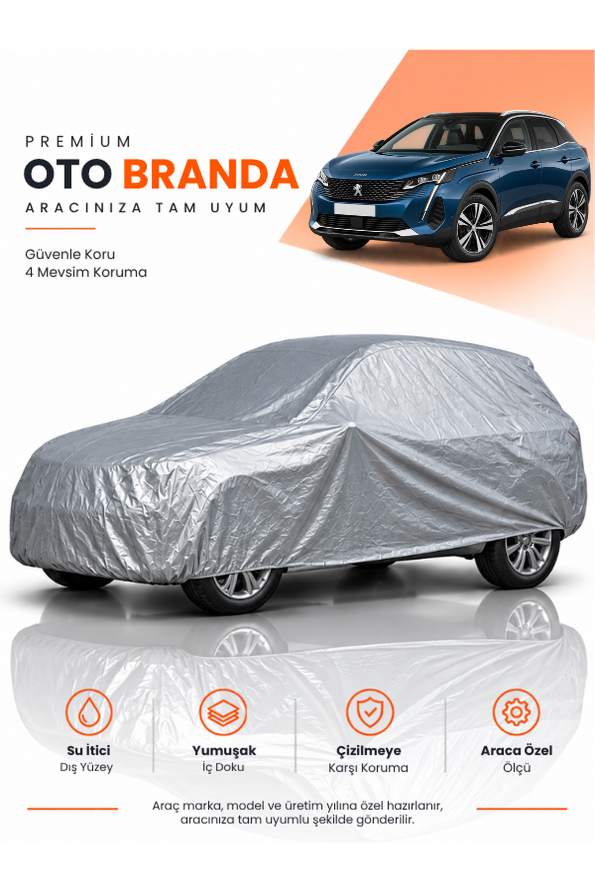 PEUGEOT 3008 (2023-2026) SUV Uyumlu Araba Brandası Oto Branda Araba Örtüsü Araç Çadırı