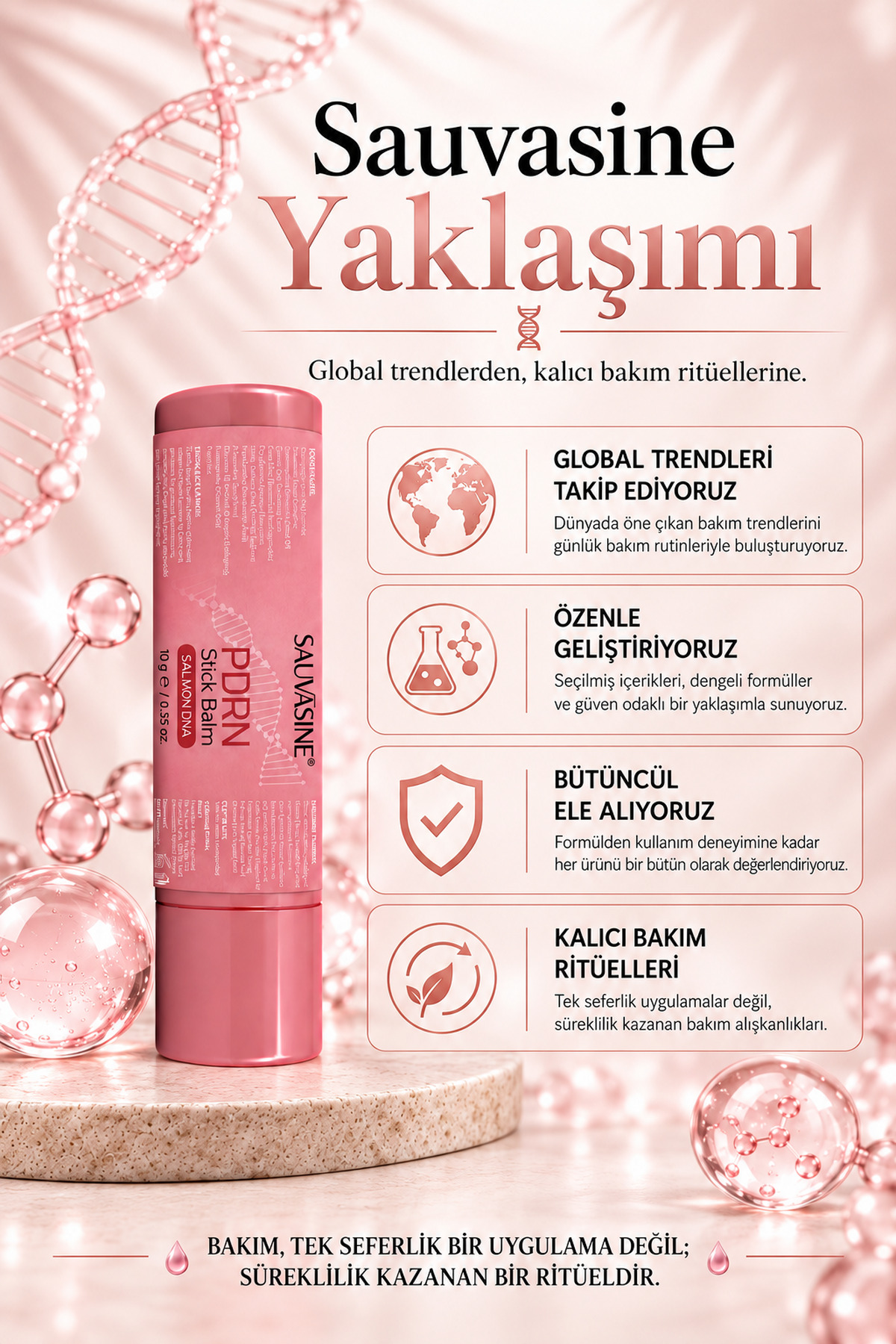 PDRN İçeren Stick Bakım Balmı 10 g | Hyaluronik Asit, Niacinamide, Kolajen ve Peptit İçeren Günlük Bakım Formülü — SAUPDRNS10 — تصویر 7 از 8
