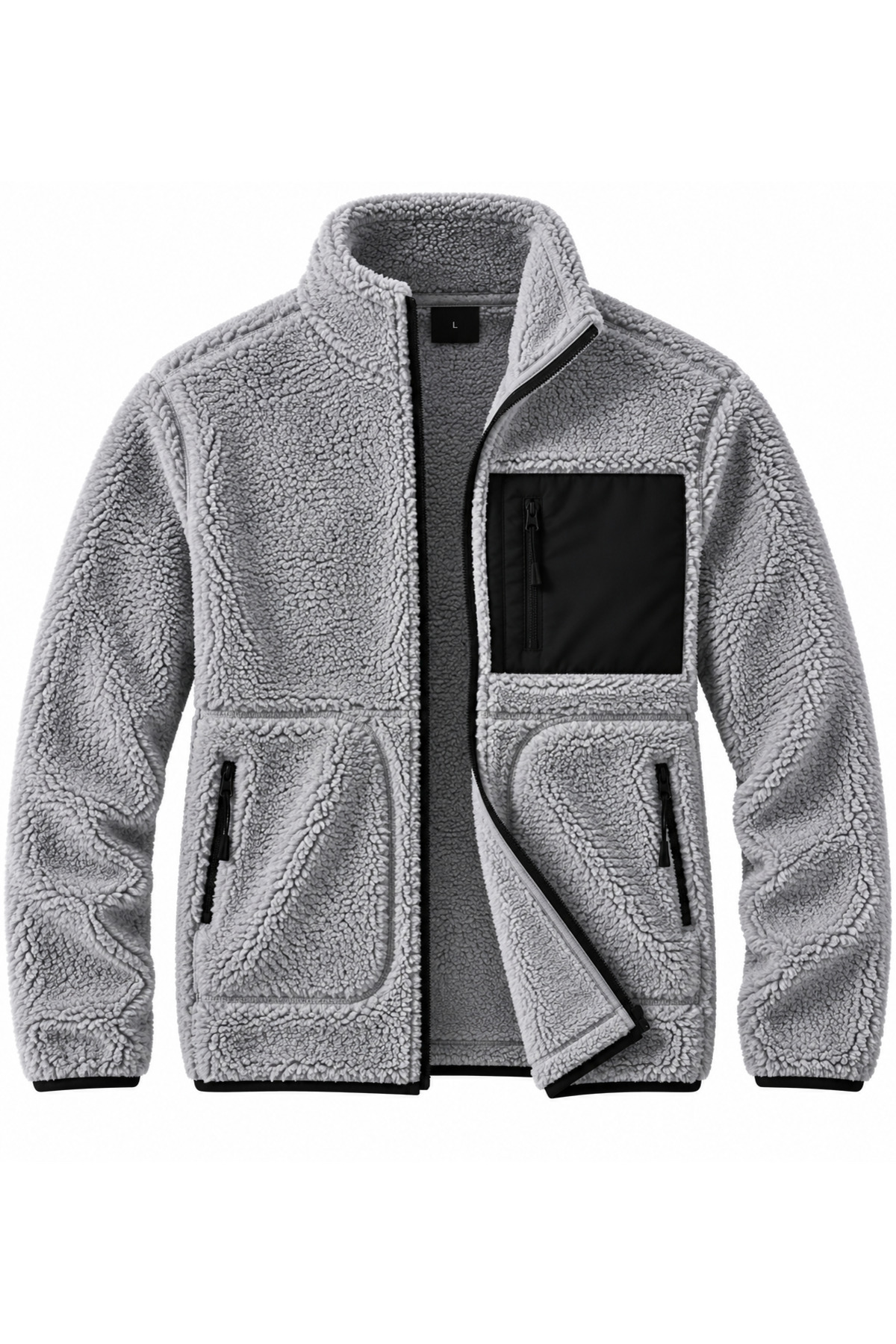 Pelüş Ceket Unisex - Sıcacık Tutan Yün Kumaş — خاکستری E0600