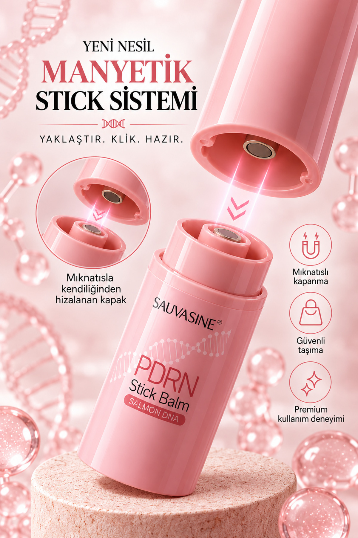 PDRN İçeren Stick Bakım Balmı 10 g | Hyaluronik Asit, Niacinamide, Kolajen ve Peptit İçeren Günlük Bakım Formülü — SAUPDRNS10 — تصویر 6 از 8