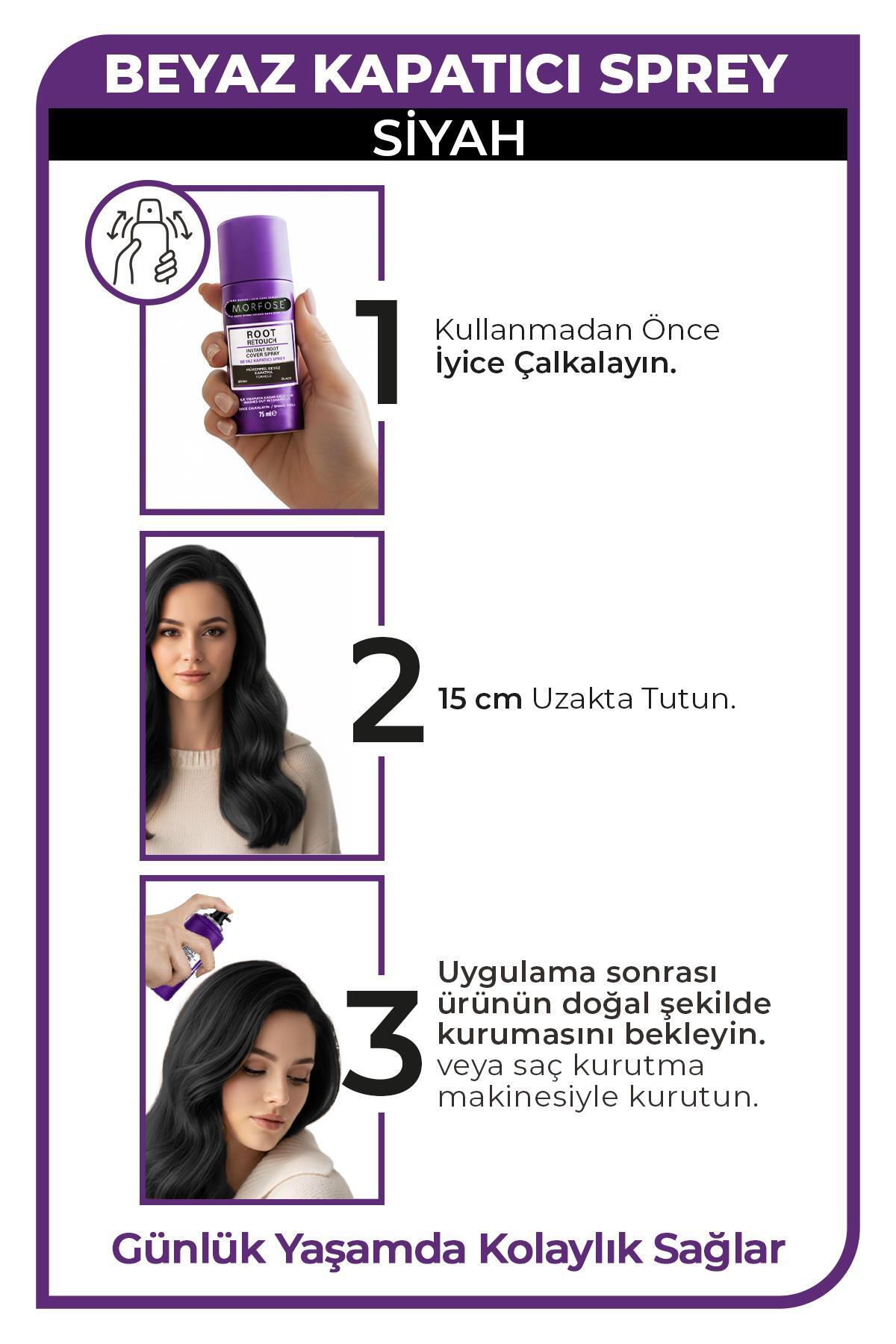Hızlı Beyaz Kapatıcı Sprey 75 ml Siyah Saçlar — 1100017765 — تصویر 3 از 3