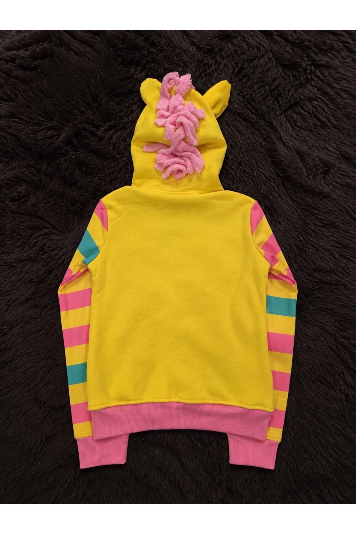 My Little Pony Fluttershy Desenli Kapüşonlu Fermuarlı Sweatshirt — زرد P4570S9992 — تصویر 4 از 5