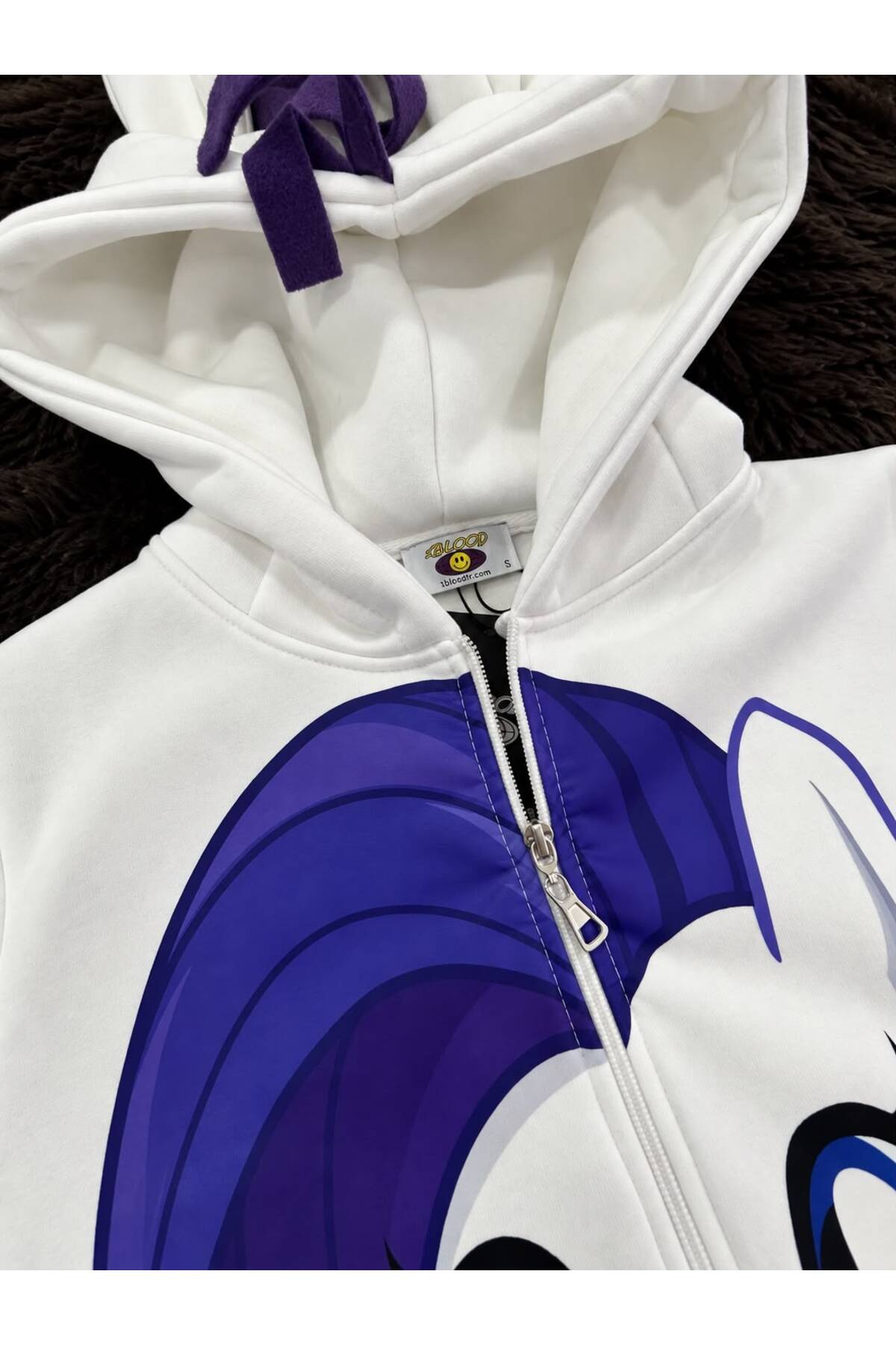 My Little Pony Rarity Desenli Kapüşonlu Fermuarlı Sweatshirt — سفید P4570S9992 — تصویر 3 از 4