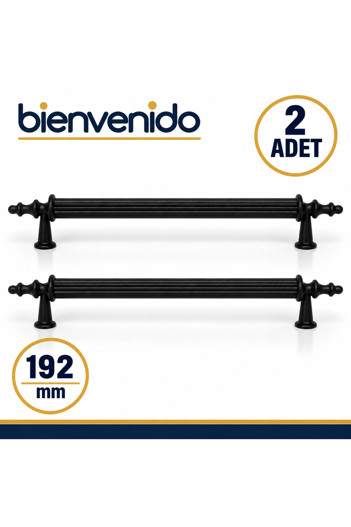Mat Siyah Metal Kulp 192 mm Dayanıklı Mobilya Kulbu, Dolap Çekmece için Modern Dekoratif Tasarım 2 Adet