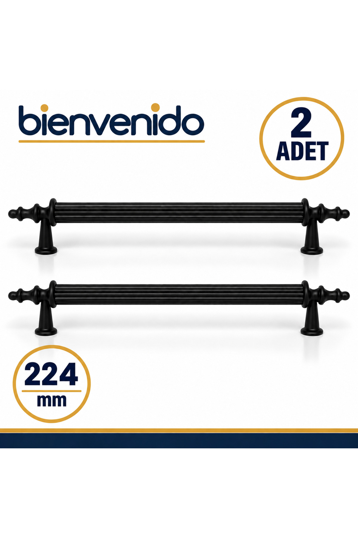 Mat Siyah Metal Kulp 224 mm Dayanıklı Mobilya Kulbu, Dolap Çekmece için Modern Dekoratif Tasarım 2 Adet BIE0213, one size