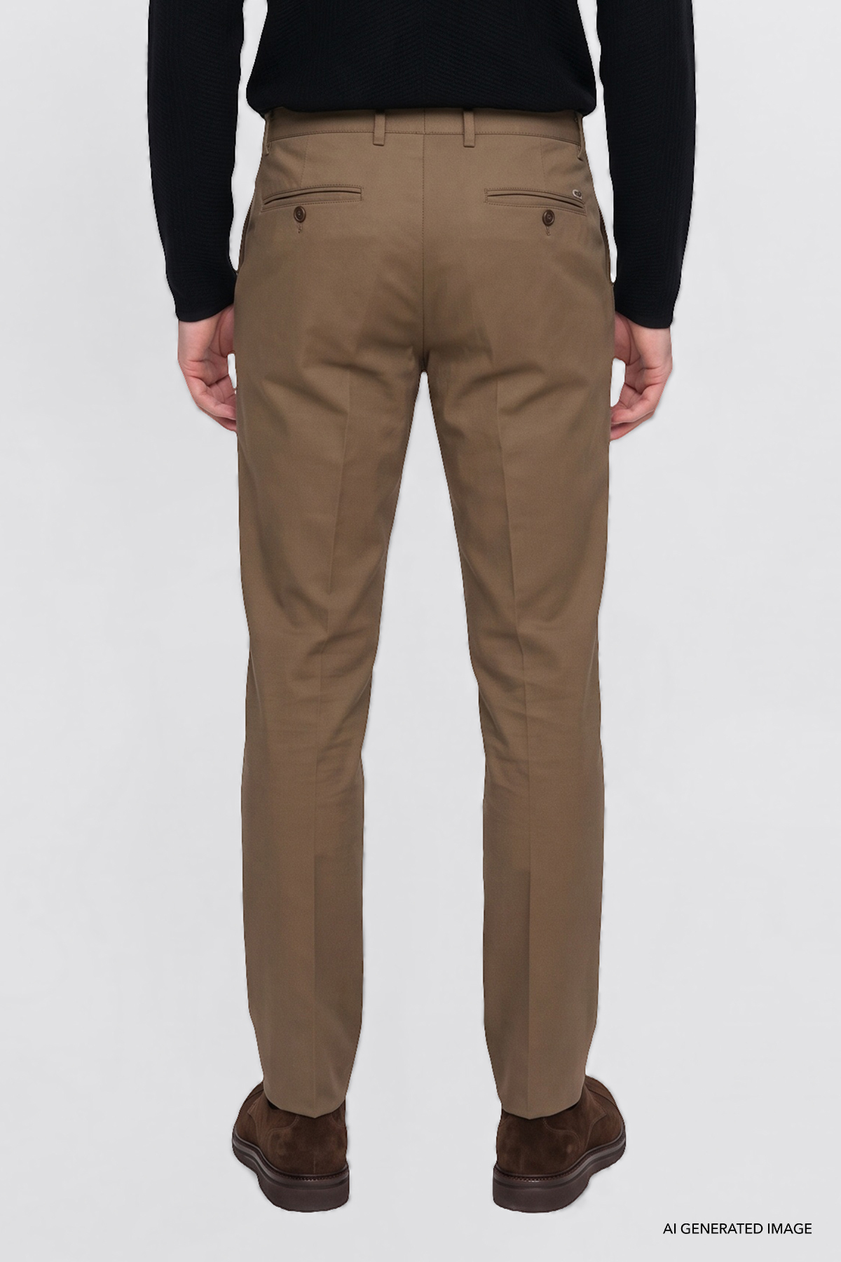 Erkek Bej Pamuklu Slim Fit Armürlü Yan Cepli Esnek Casual Pantolon — بژ YDE001252192 — تصویر 4 از 4