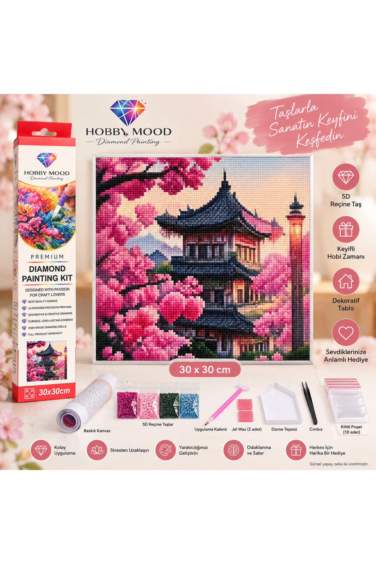 HOBBY MOOD Japon Bahçesi 5D Diamond Painting - Elmas Mozaik Tablo