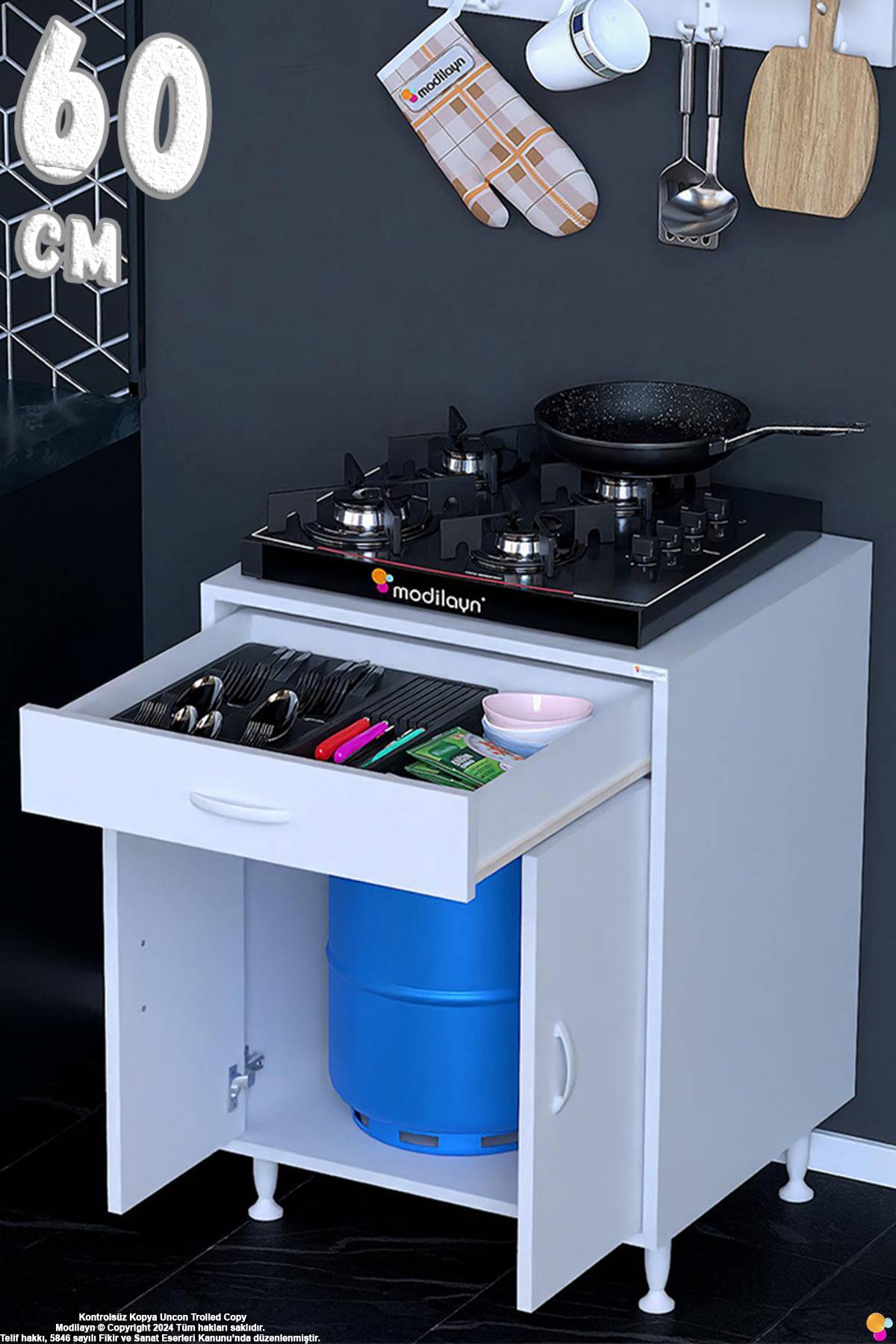 Modilayn (XXXL) YENİ YUKA Modüler Mutfak 80 cm Ocak Altı Dolabı