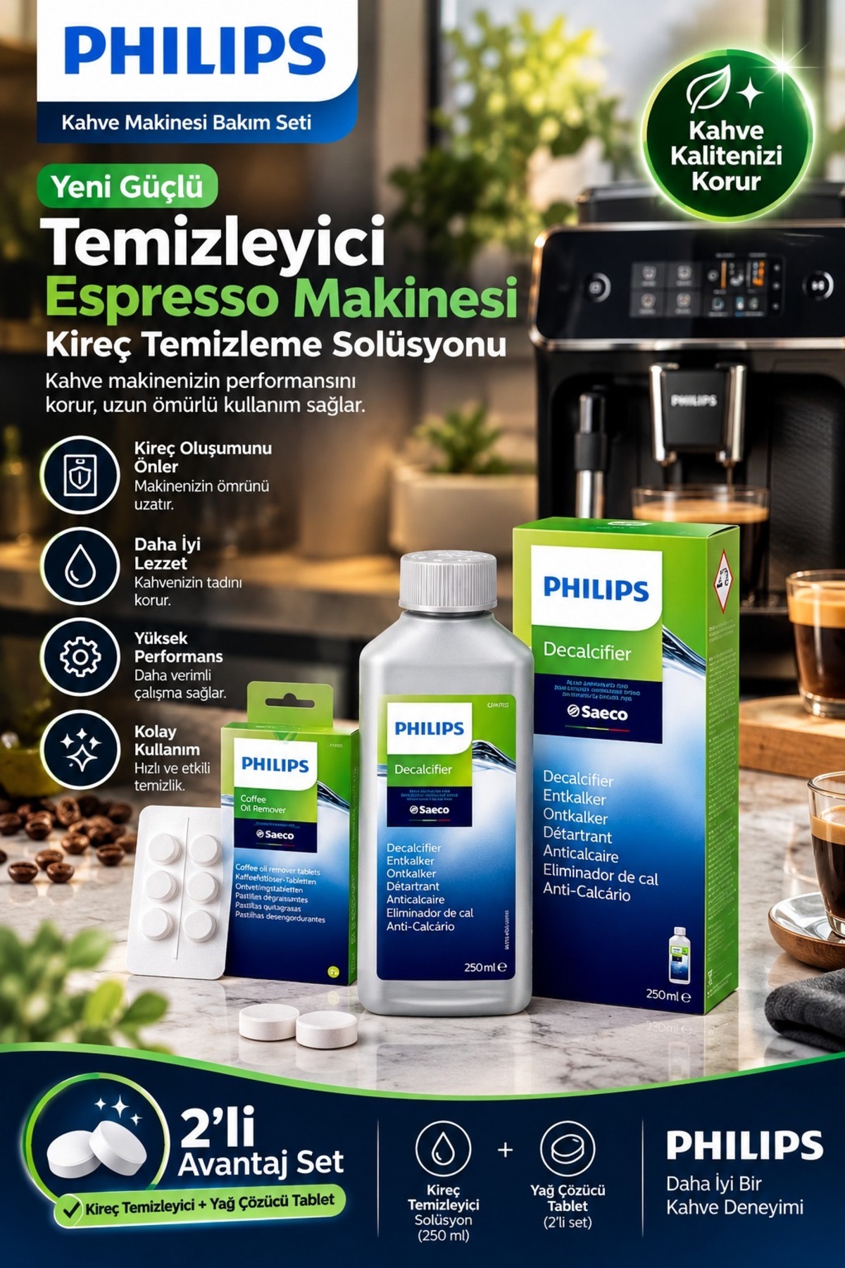 Philips ELVT Yeni Güçlü Temizleyici Espresso Makinesi Kireç