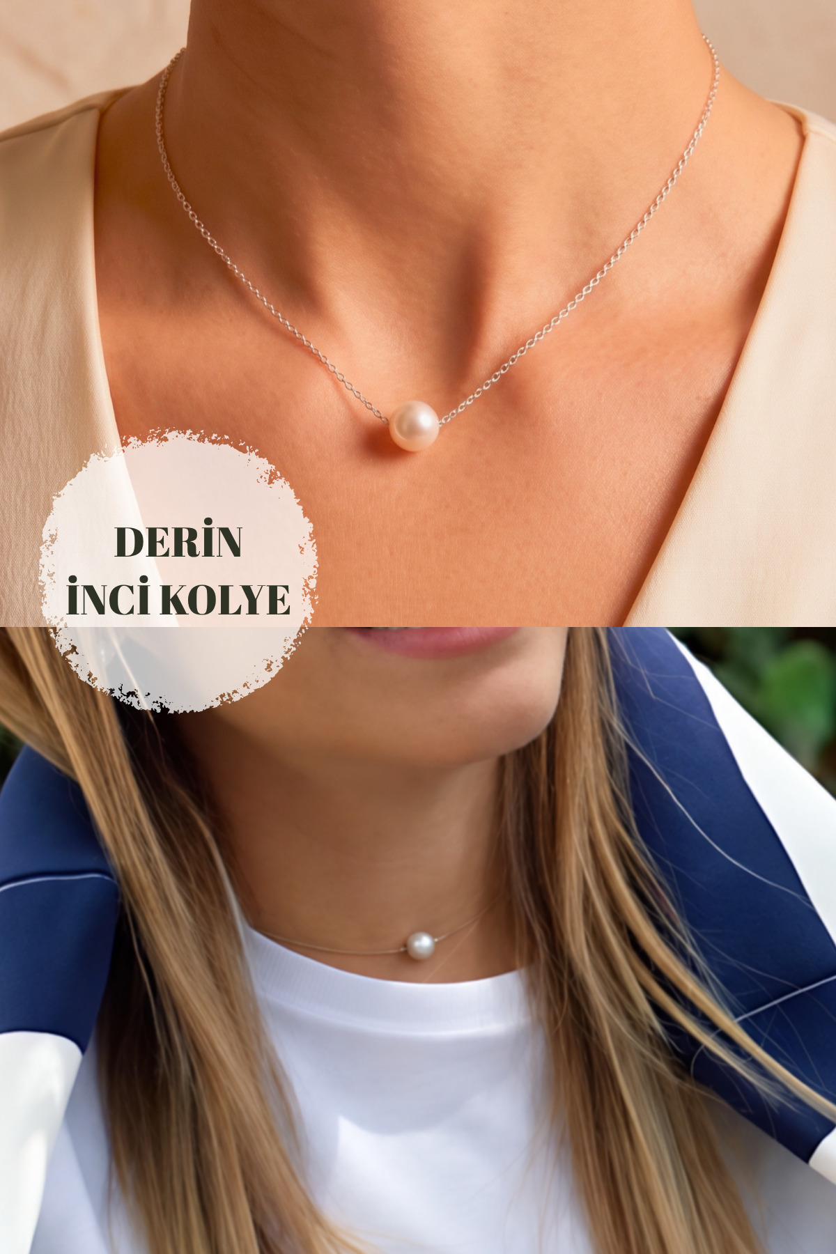 Elika Silver 925 Ayar Gümüş İnci Kolye, Derin Kolyesi