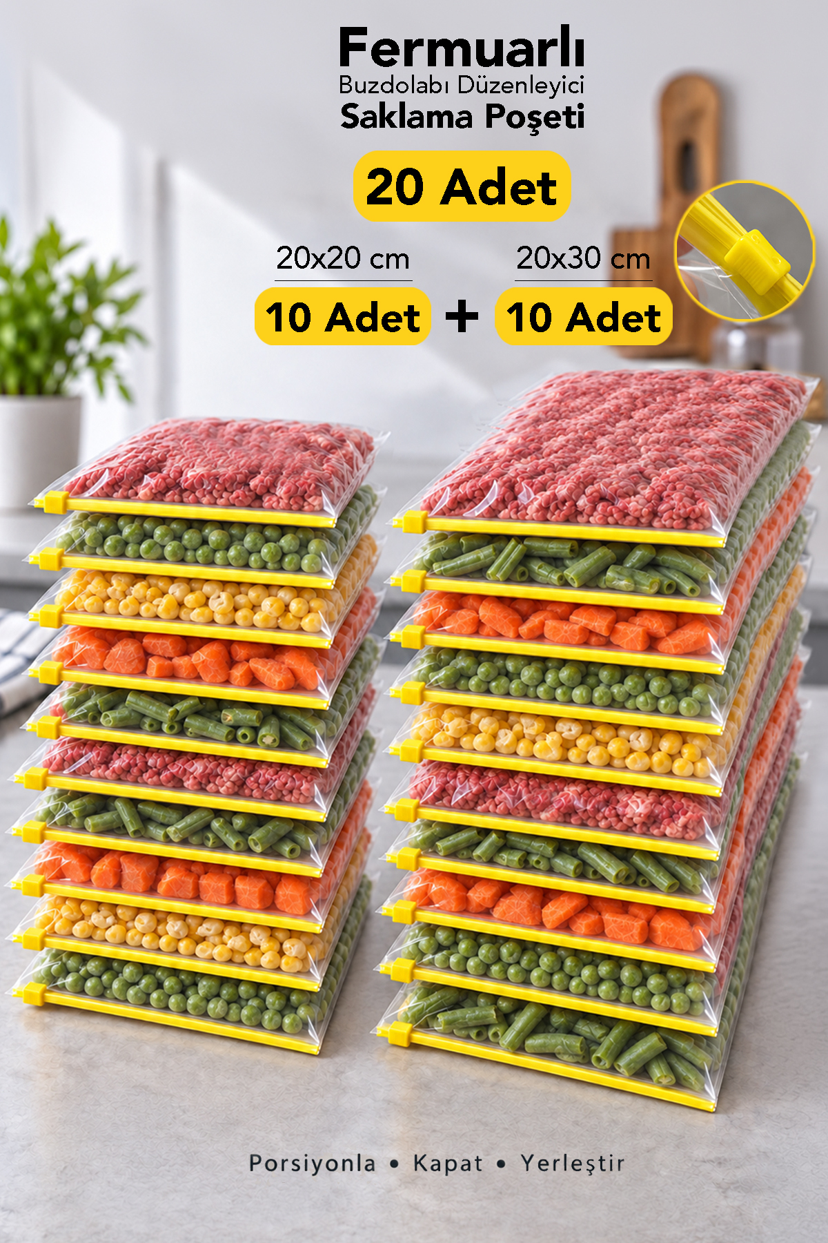 Meleni Home 20'li Buzdolabı Düzenleyici Set - Fermuarlı Poşet