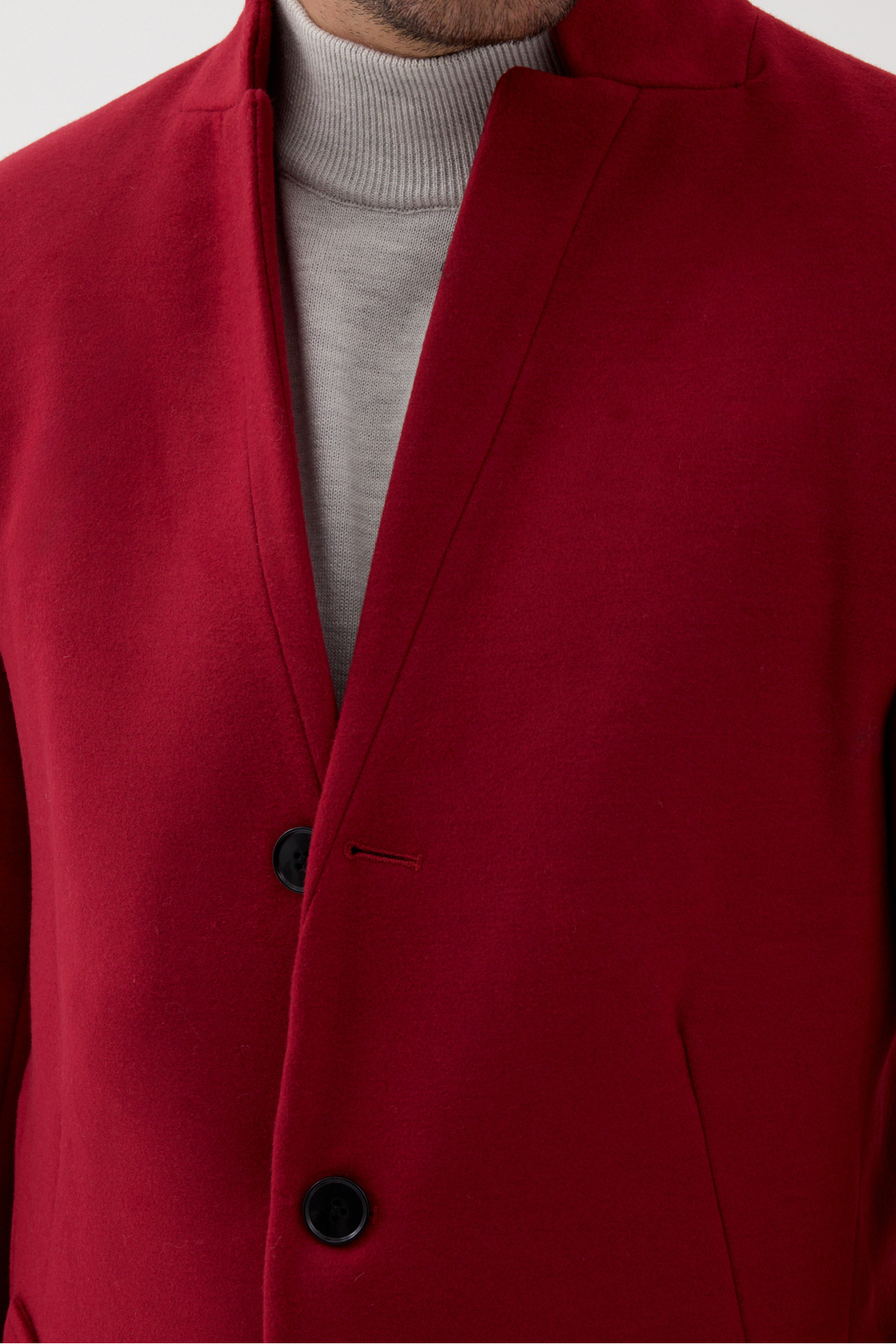 Pagano Erkek Kırmızı Slim Fit Dik Yaka Kaşe Kaban — قرمز 9300 PAGANO — تصویر 2 از 7