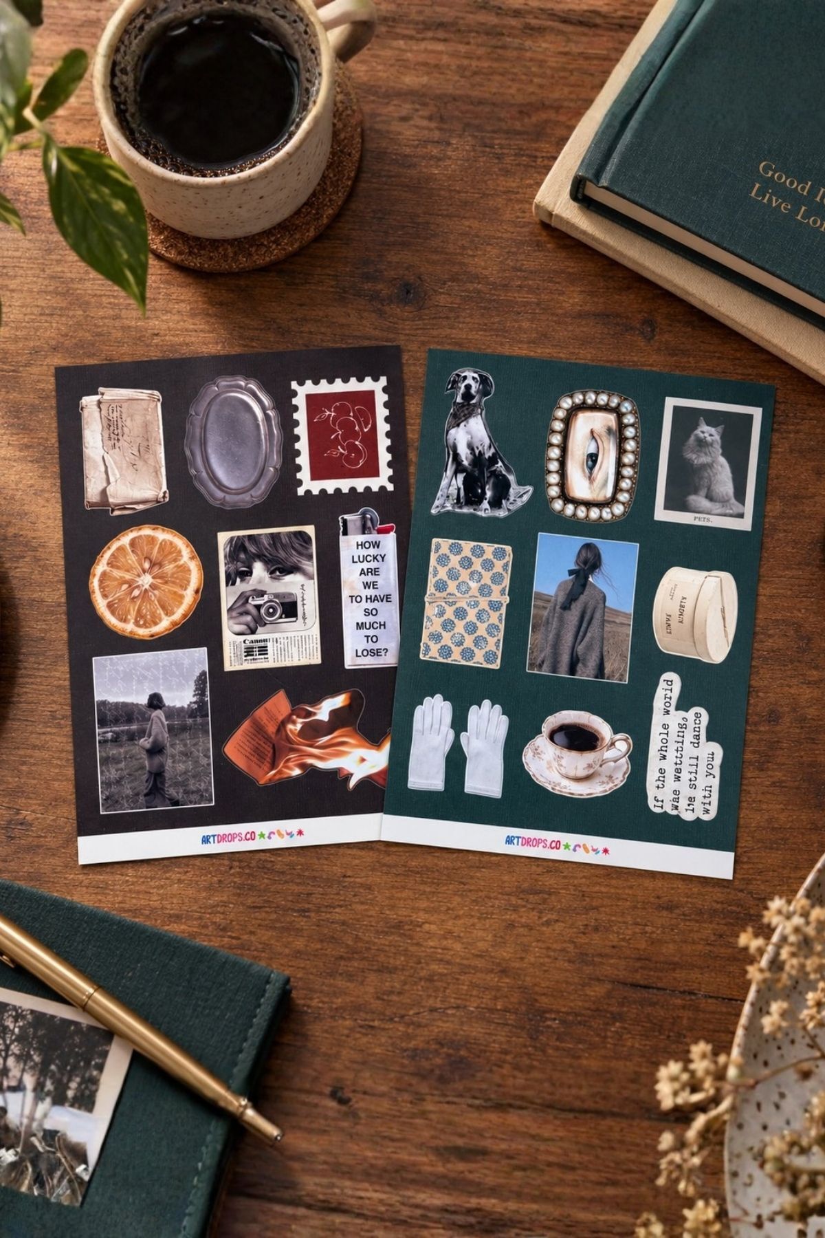 Vintage Life 2’li Sticker Seti – Retro Dekoratif Etiketler